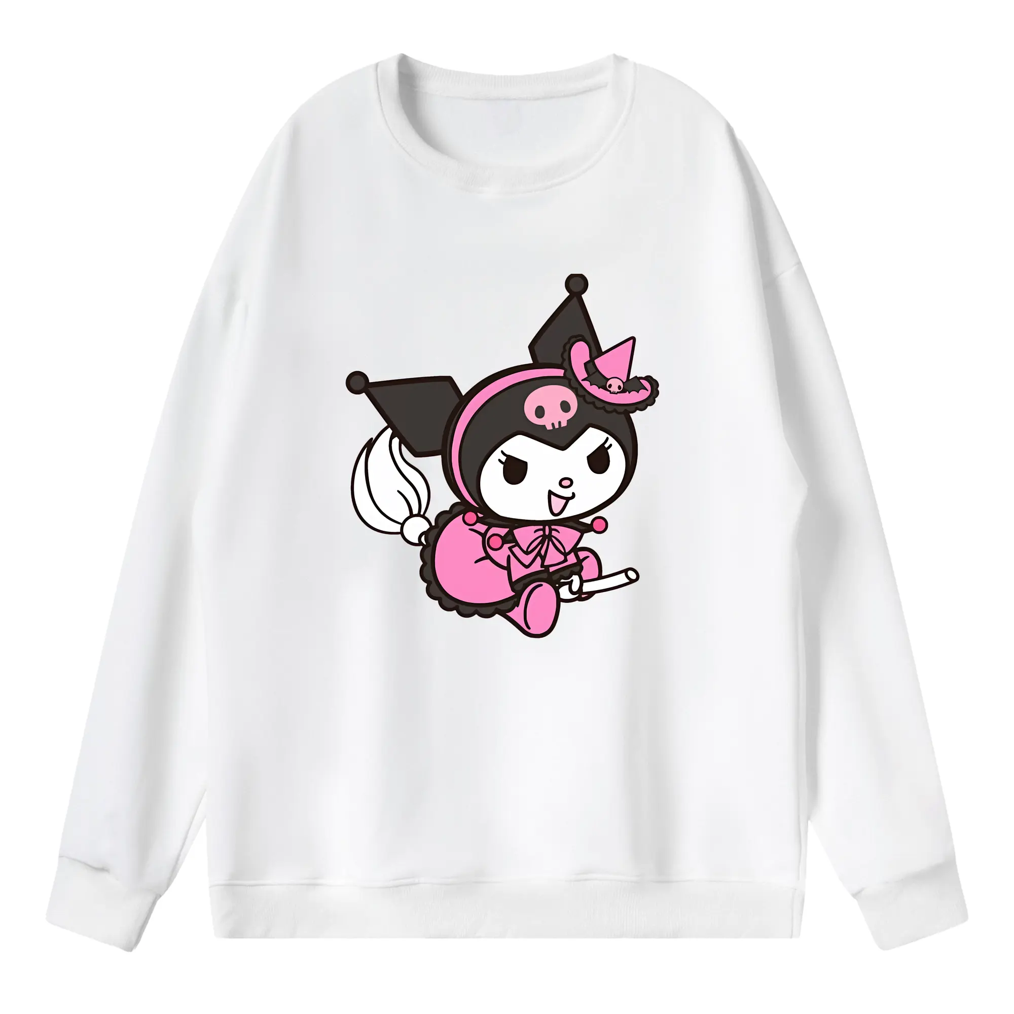 サンリオ グッズ,クロミ - 薄手 クルーネック スウェット 裏毛260g · ポリエステル 春秋向け カジュアル 男女兼用 · トレーナー デイリー スポーツ 散歩に最適