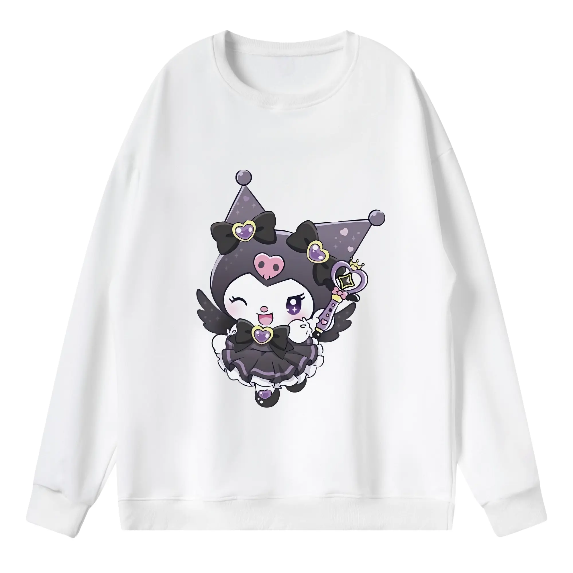 サンリオ グッズ,クロミ - 薄手 クルーネック スウェット 裏毛260g · ポリエステル 春秋向け カジュアル 男女兼用 · トレーナー デイリー スポーツ 散歩に最適