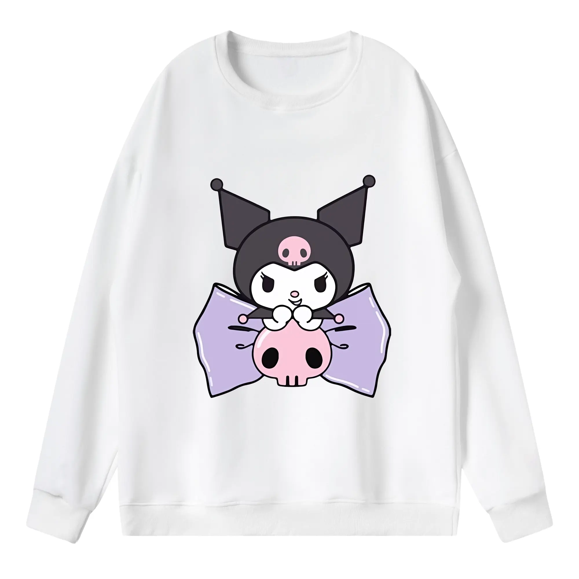 サンリオ グッズ,クロミ - 薄手 クルーネック スウェット 裏毛260g · ポリエステル 春秋向け カジュアル 男女兼用 · トレーナー デイリー スポーツ 散歩に最適