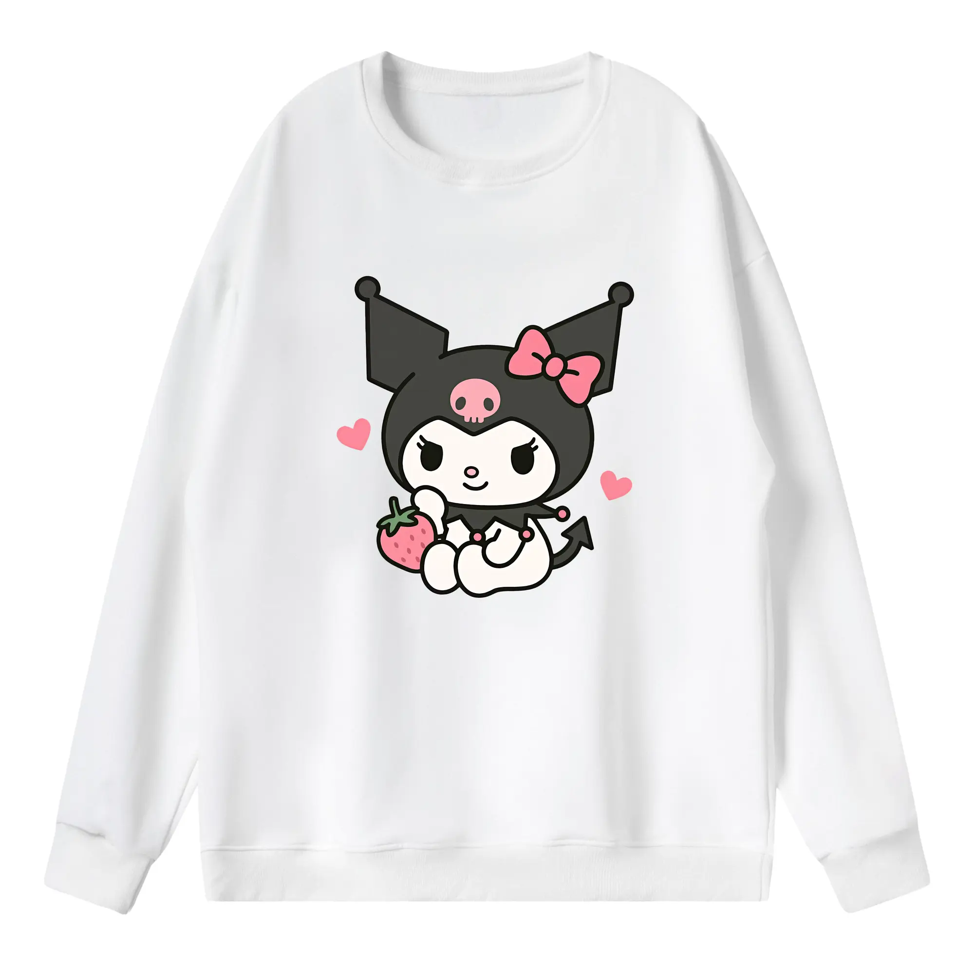 サンリオ グッズ,クロミ - 薄手 クルーネック スウェット 裏毛260g · ポリエステル 春秋向け カジュアル 男女兼用 · トレーナー デイリー スポーツ 散歩に最適