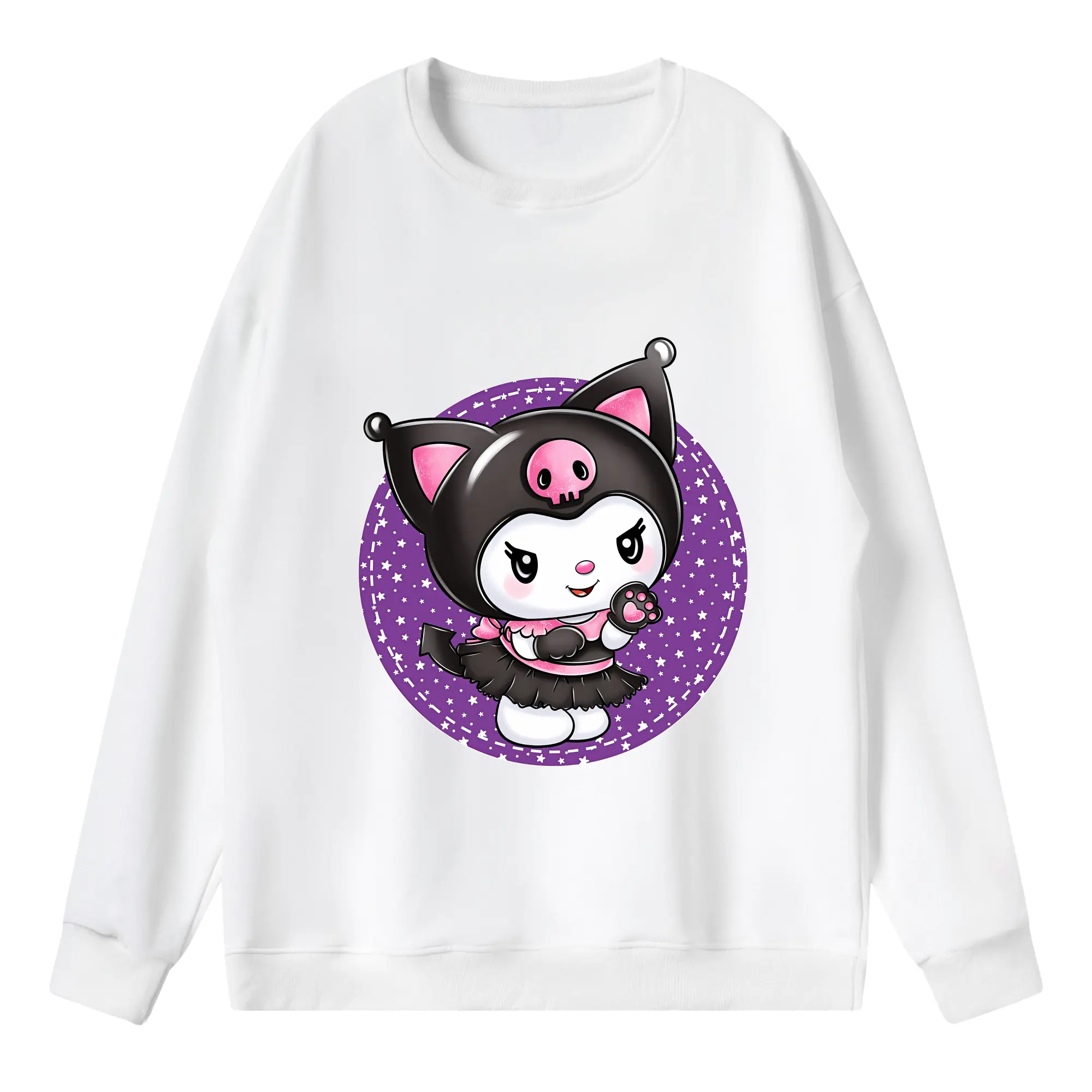 サンリオ グッズ,クロミ - 薄手 クルーネック スウェット 裏毛260g · ポリエステル 春秋向け カジュアル 男女兼用 · トレーナー デイリー スポーツ 散歩に最適