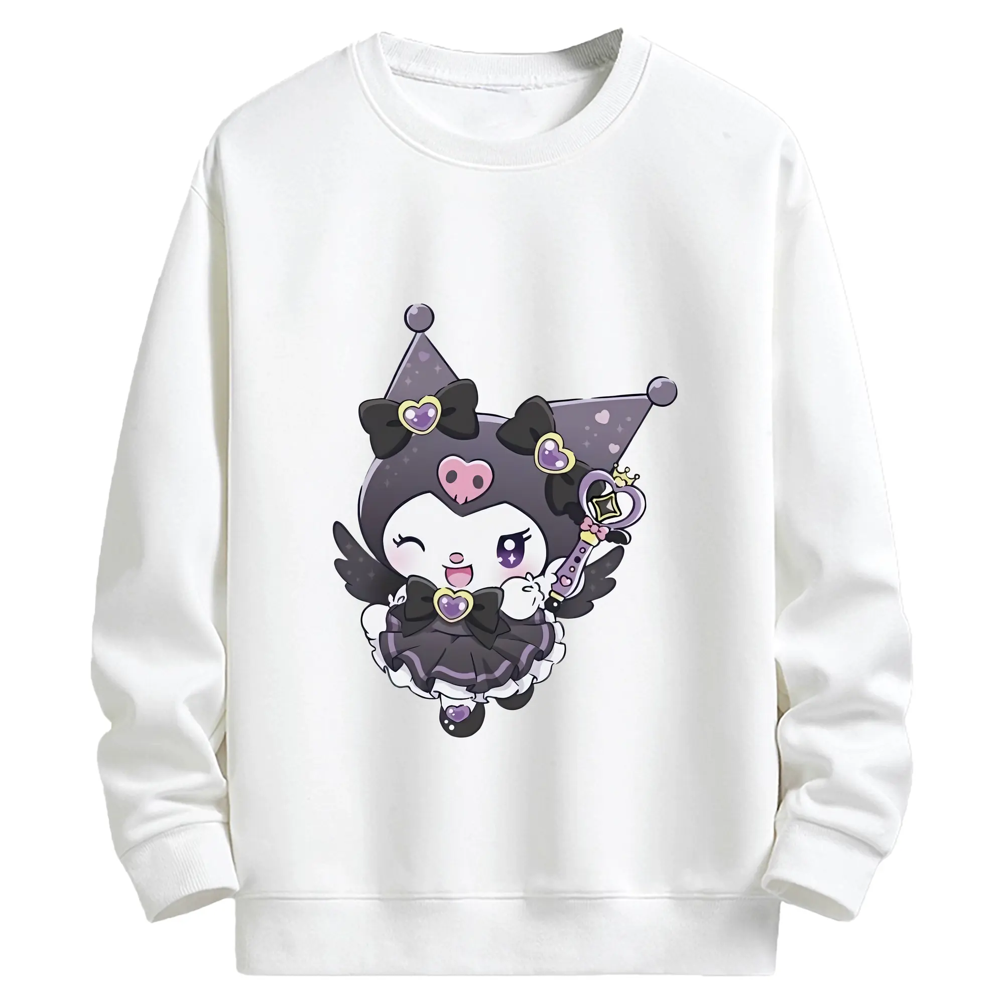 サンリオ グッズ,クロミ - キッズ クルーネックスウェットシャツ ・ フロントプリント ・ 綿80％ ポリエステル20％ ・ 快適 通学 スポーツ 日常使い お散歩用