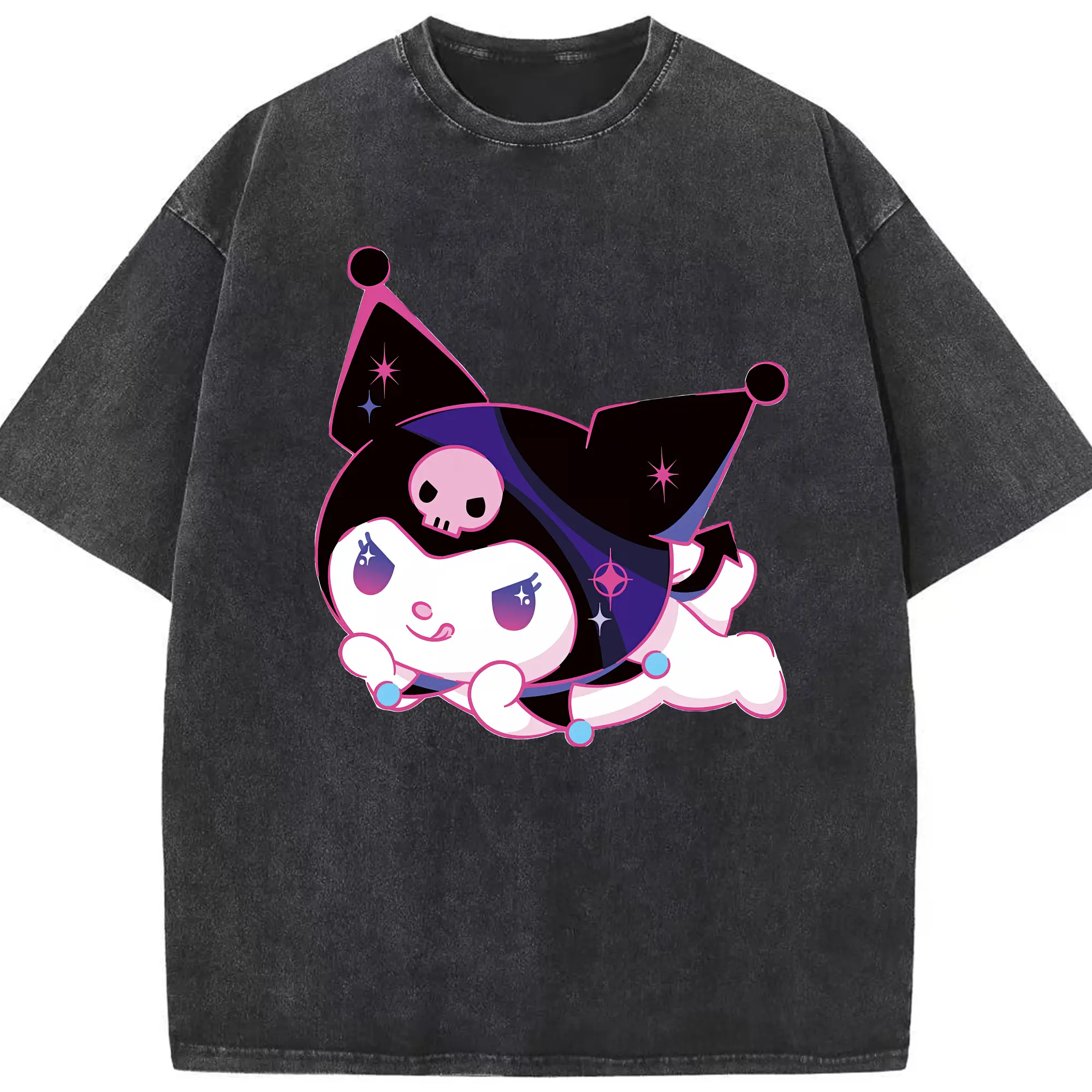 サンリオ グッズ,クロミ - 綿100％ ヴィンテージ風 半袖Tシャツ ・ フロントプリント ・ 柔らか肌触り ・ 通気性 快適 ・ スポーツ カジュアル 外出用