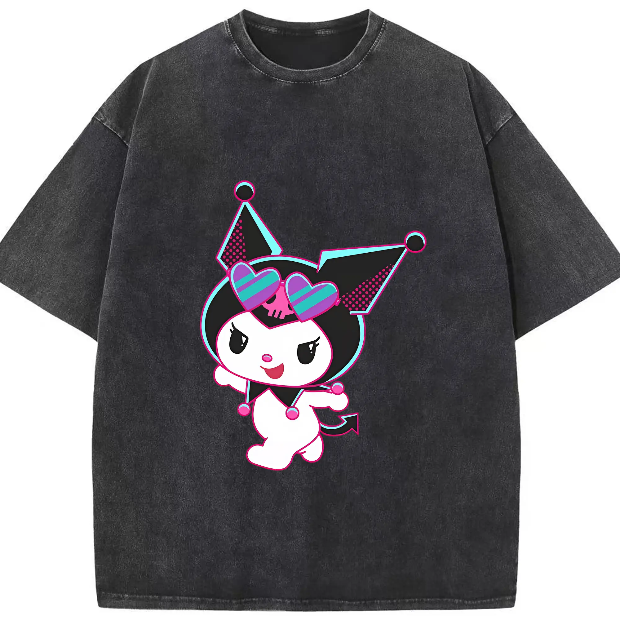 サンリオ グッズ,クロミ - 綿100％ ヴィンテージ風 半袖Tシャツ ・ フロントプリント ・ 柔らか肌触り ・ 通気性 快適 ・ スポーツ カジュアル 外出用