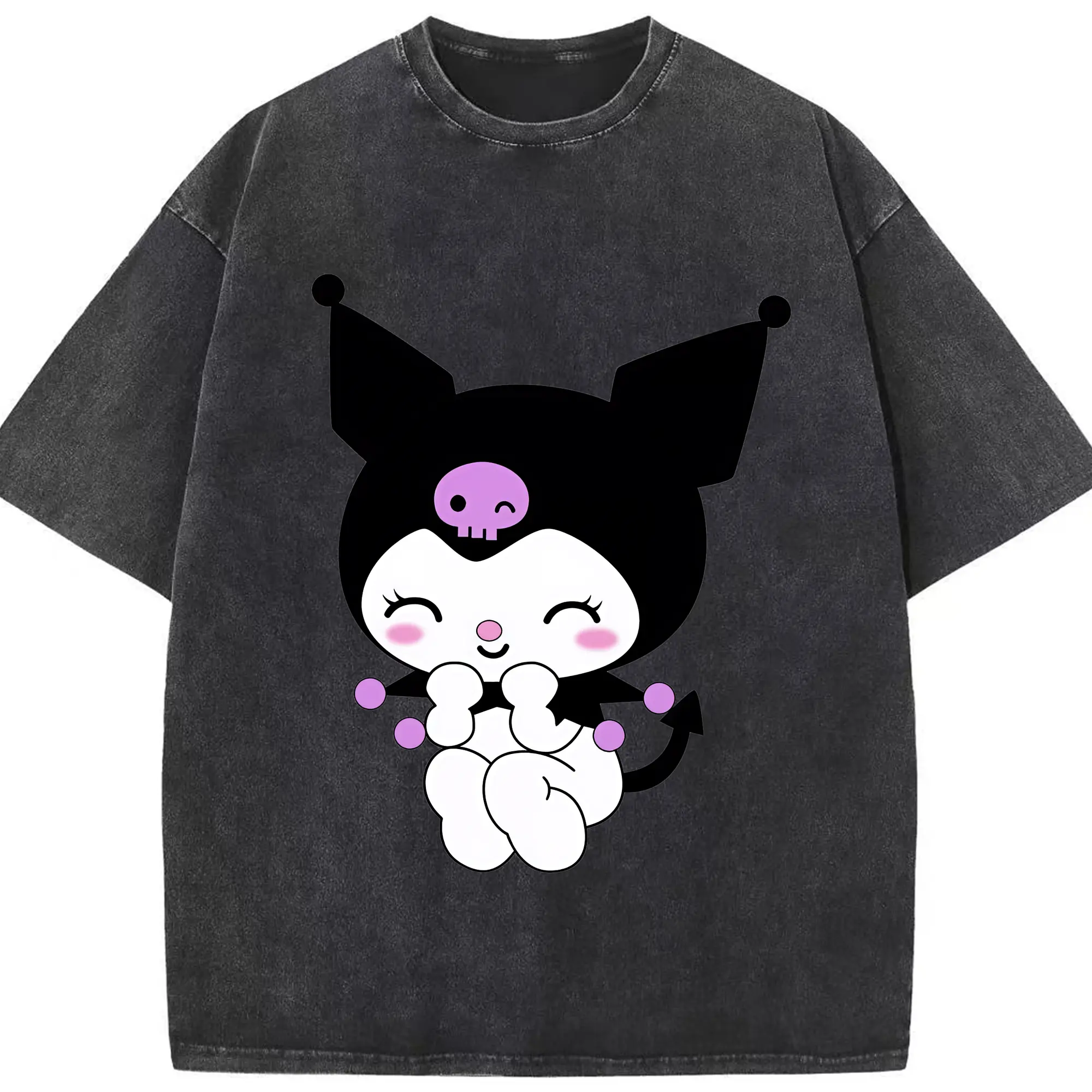 サンリオ グッズ,クロミ - 綿100％ ヴィンテージ風 半袖Tシャツ ・ フロントプリント ・ 柔らか肌触り ・ 通気性 快適 ・ スポーツ カジュアル 外出用