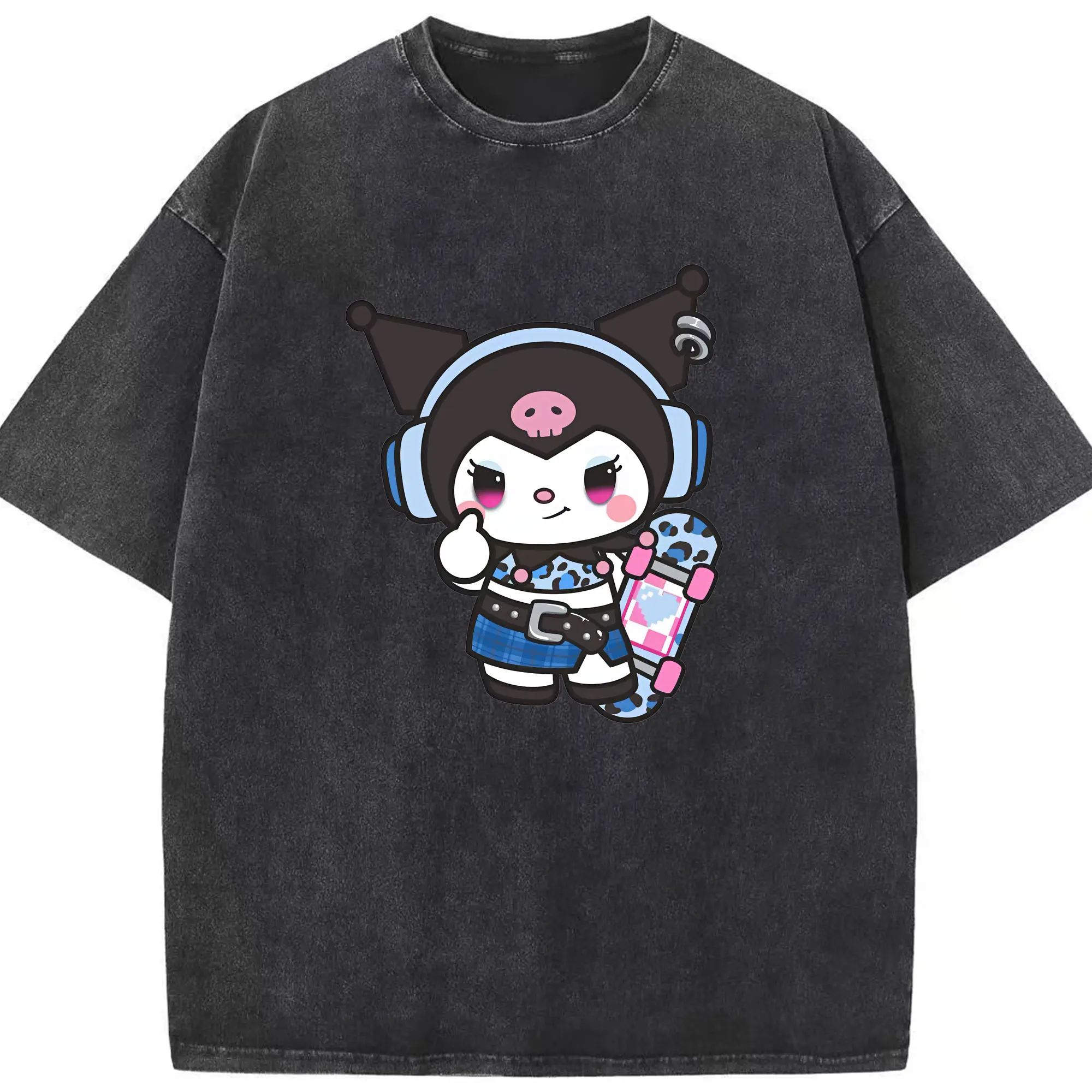 サンリオ グッズ,クロミ - 綿100％ ヴィンテージ風 半袖Tシャツ ・ フロントプリント ・ 柔らか肌触り ・ 通気性 快適 ・ スポーツ カジュアル 外出用