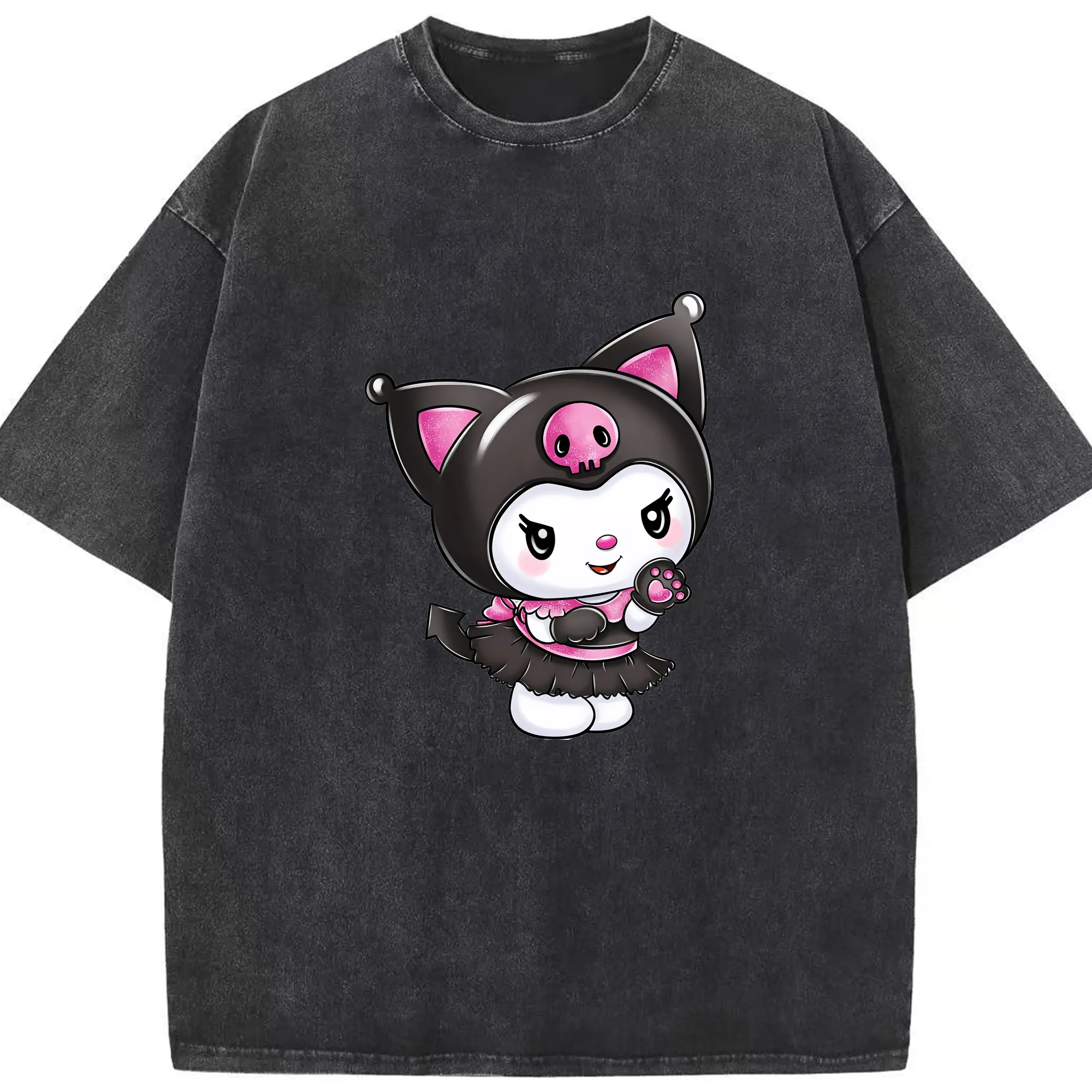 サンリオ グッズ,クロミ - 綿100％ ヴィンテージ風 半袖Tシャツ ・ フロントプリント ・ 柔らか肌触り ・ 通気性 快適 ・ スポーツ カジュアル 外出用