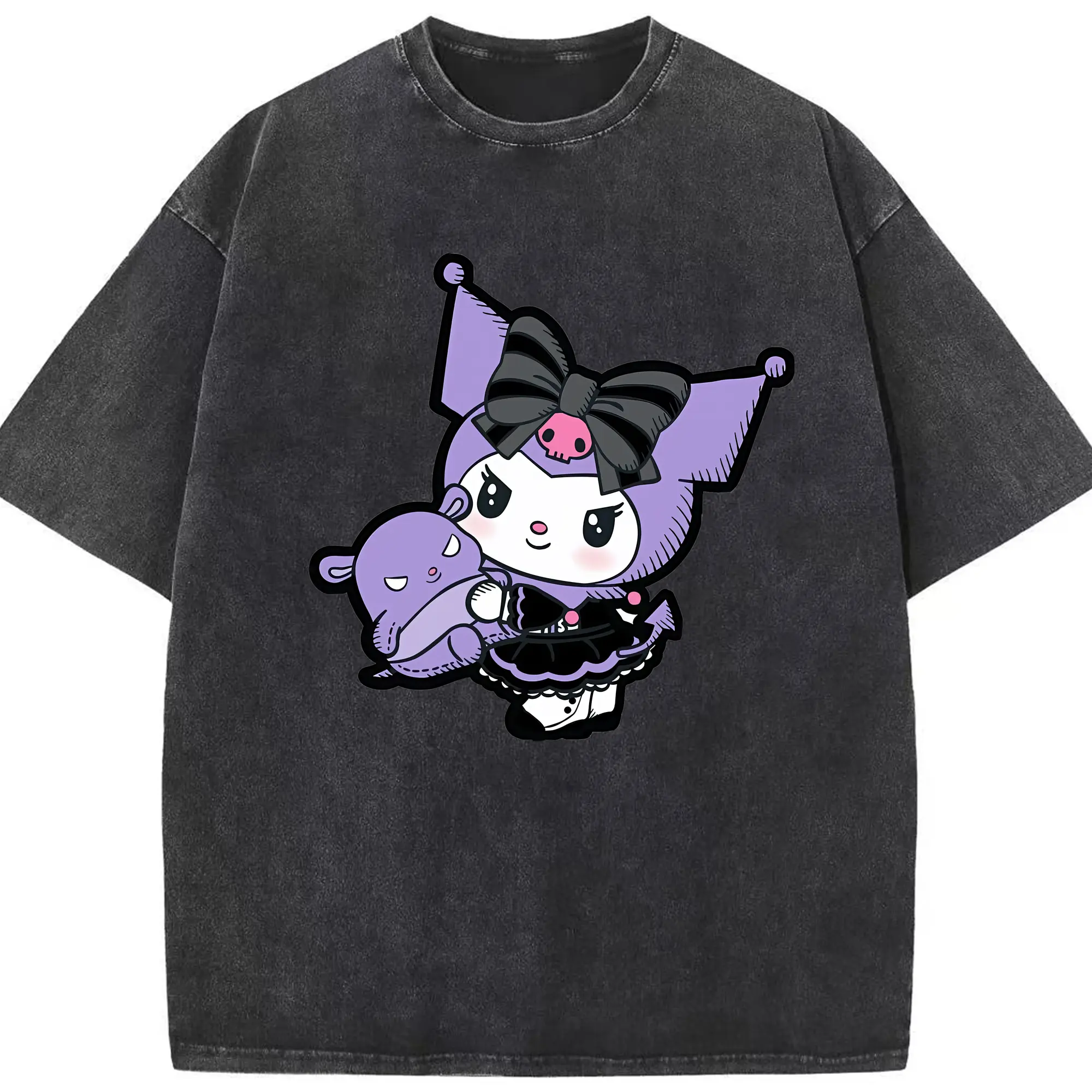 サンリオ グッズ,クロミ - 綿100％ ヴィンテージ風 半袖Tシャツ ・ フロントプリント ・ 柔らか肌触り ・ 通気性 快適 ・ スポーツ カジュアル 外出用