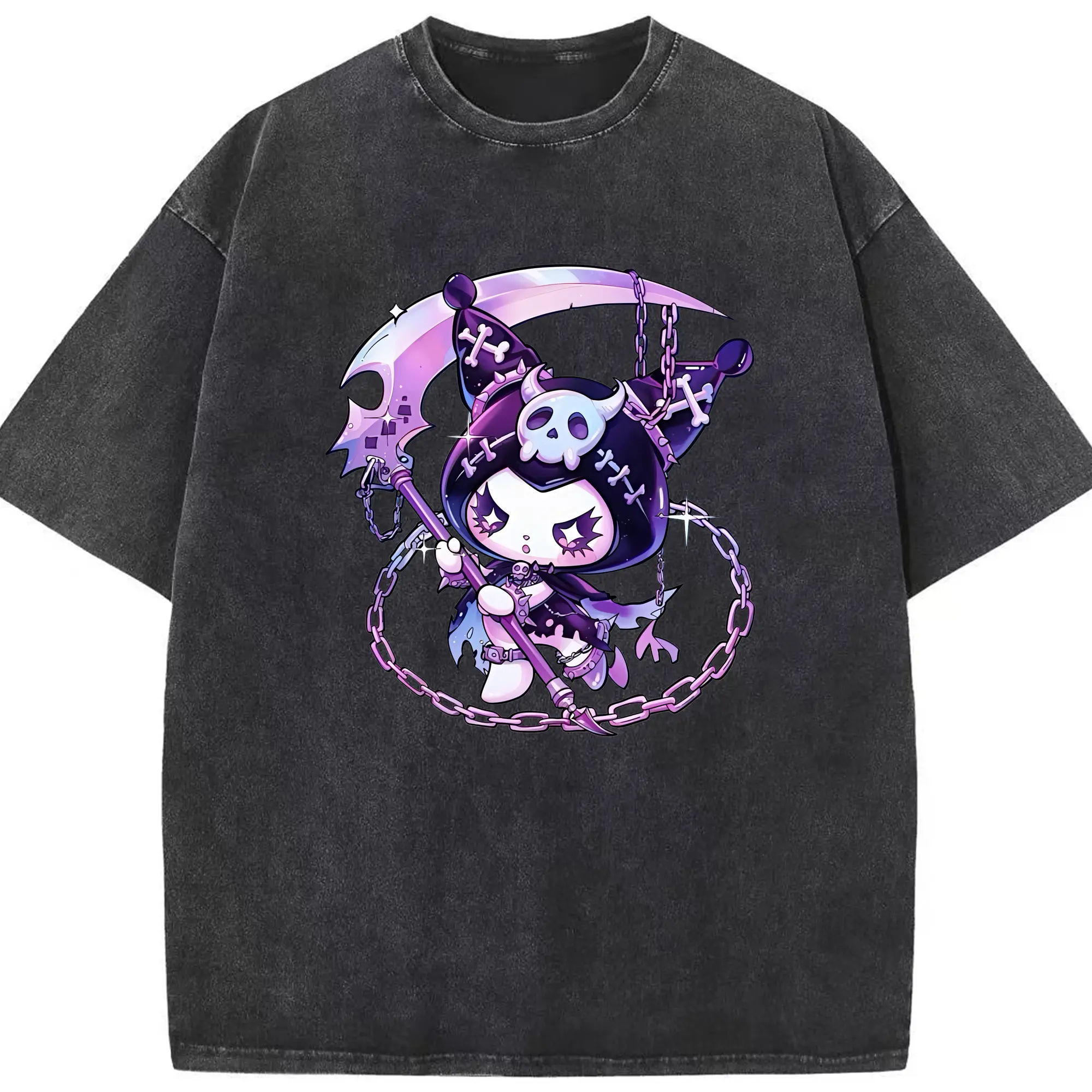 サンリオ グッズ,クロミ - 綿100％ ヴィンテージ風 半袖Tシャツ ・ フロントプリント ・ 柔らか肌触り ・ 通気性 快適 ・ スポーツ カジュアル 外出用