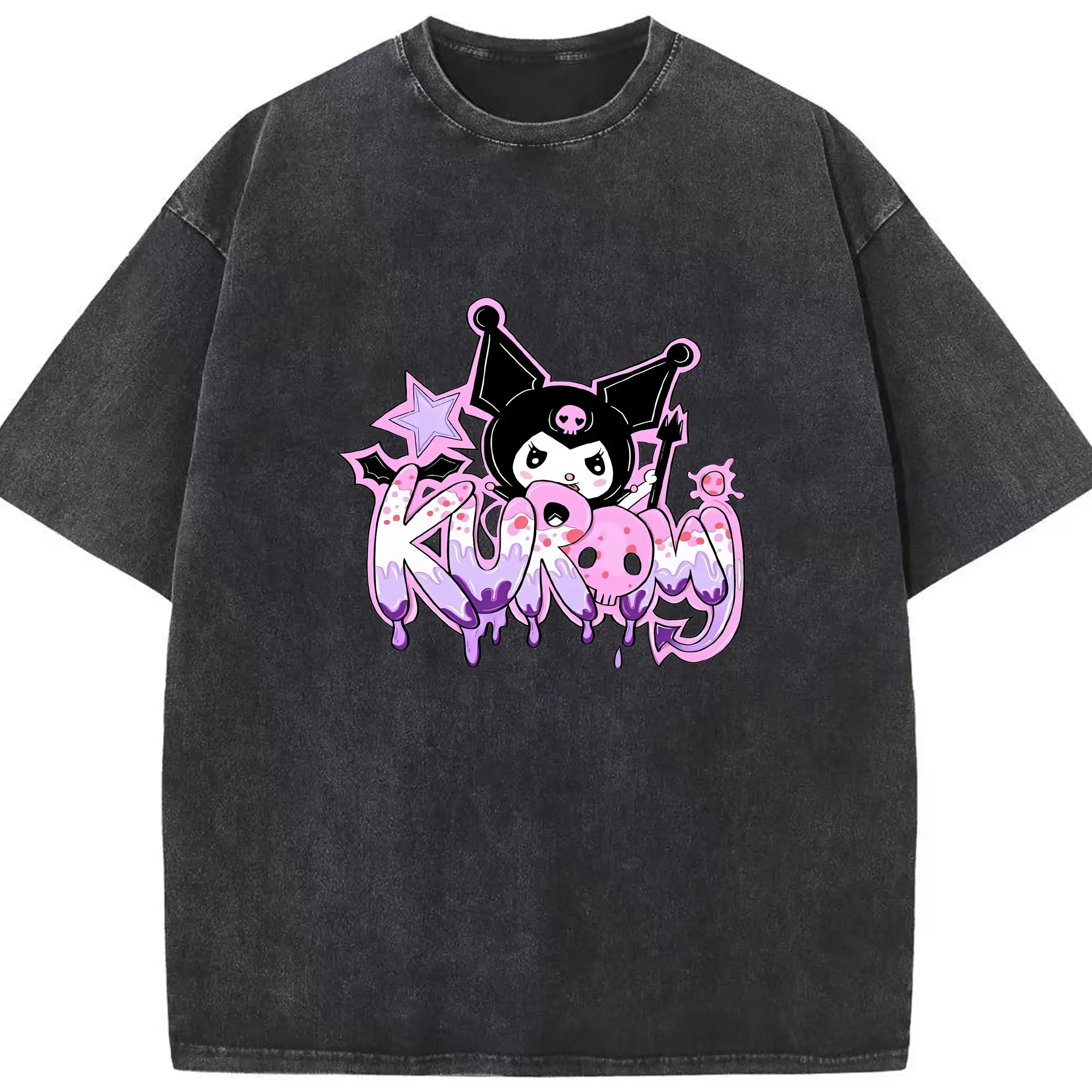 サンリオ グッズ,クロミ - 綿100％ ヴィンテージ風 半袖Tシャツ ・ フロントプリント ・ 柔らか肌触り ・ 通気性 快適 ・ スポーツ カジュアル 外出用