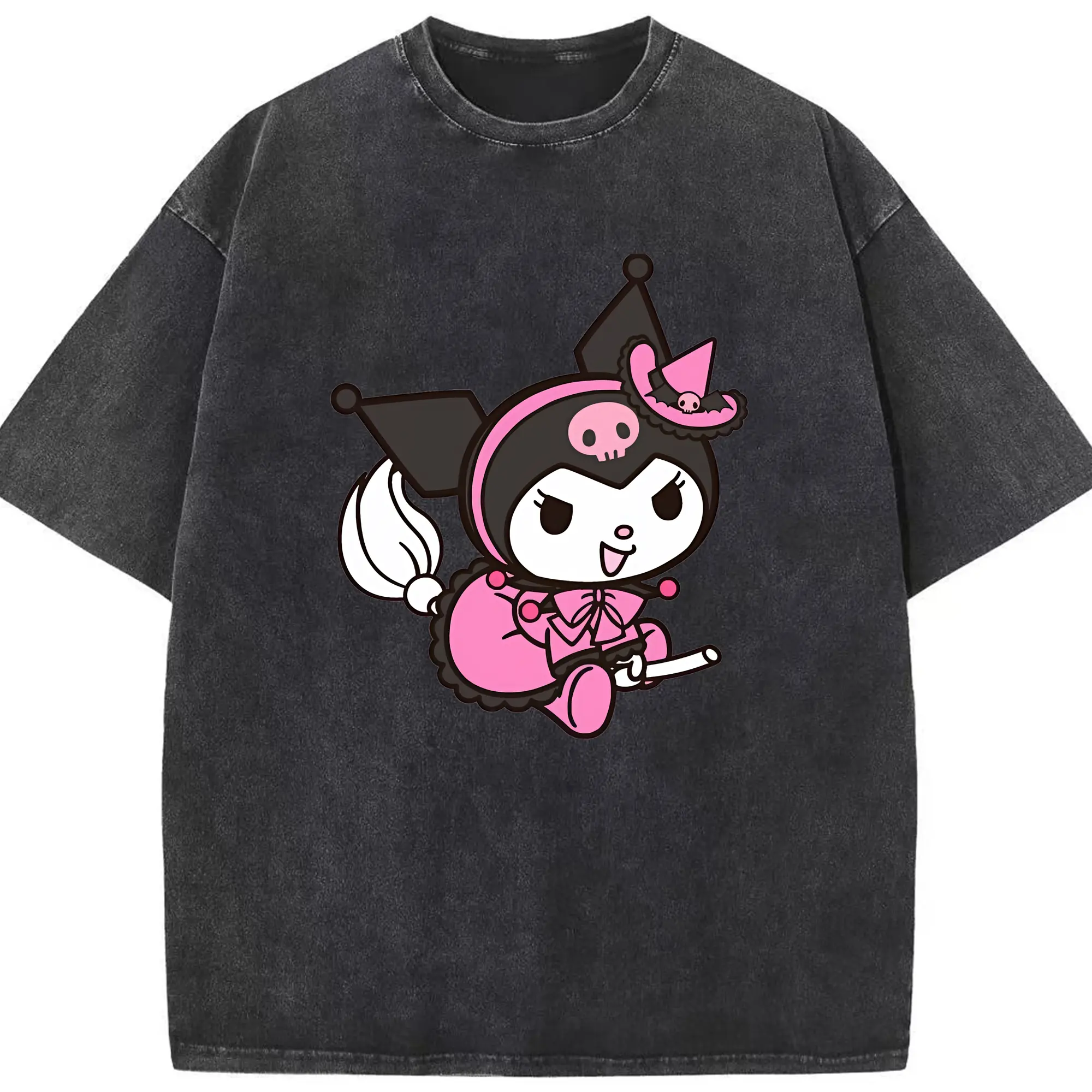 サンリオ グッズ,クロミ - 綿100％ ヴィンテージ風 半袖Tシャツ ・ フロントプリント ・ 柔らか肌触り ・ 通気性 快適 ・ スポーツ カジュアル 外出用