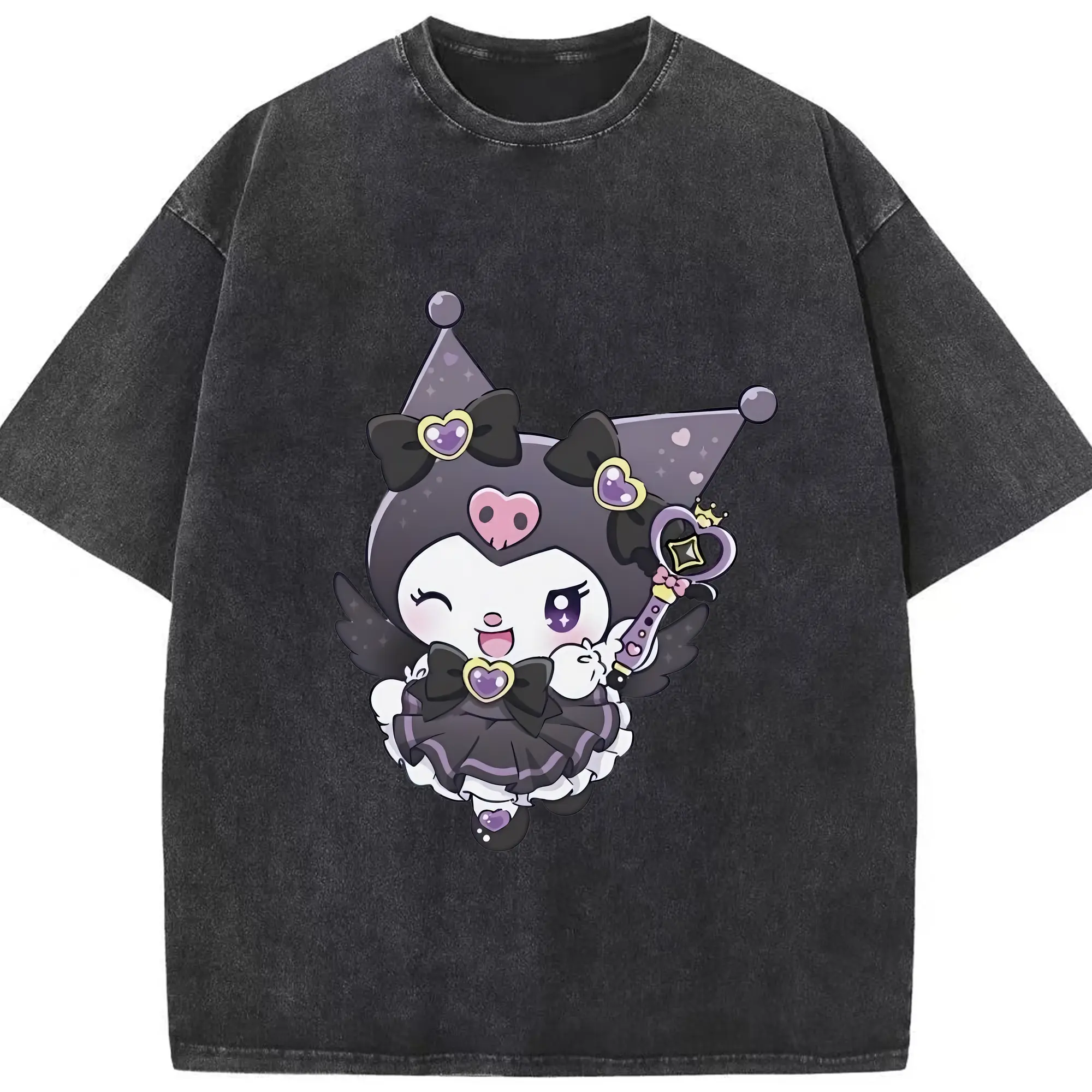 サンリオ グッズ,クロミ - 綿100％ ヴィンテージ風 半袖Tシャツ ・ フロントプリント ・ 柔らか肌触り ・ 通気性 快適 ・ スポーツ カジュアル 外出用