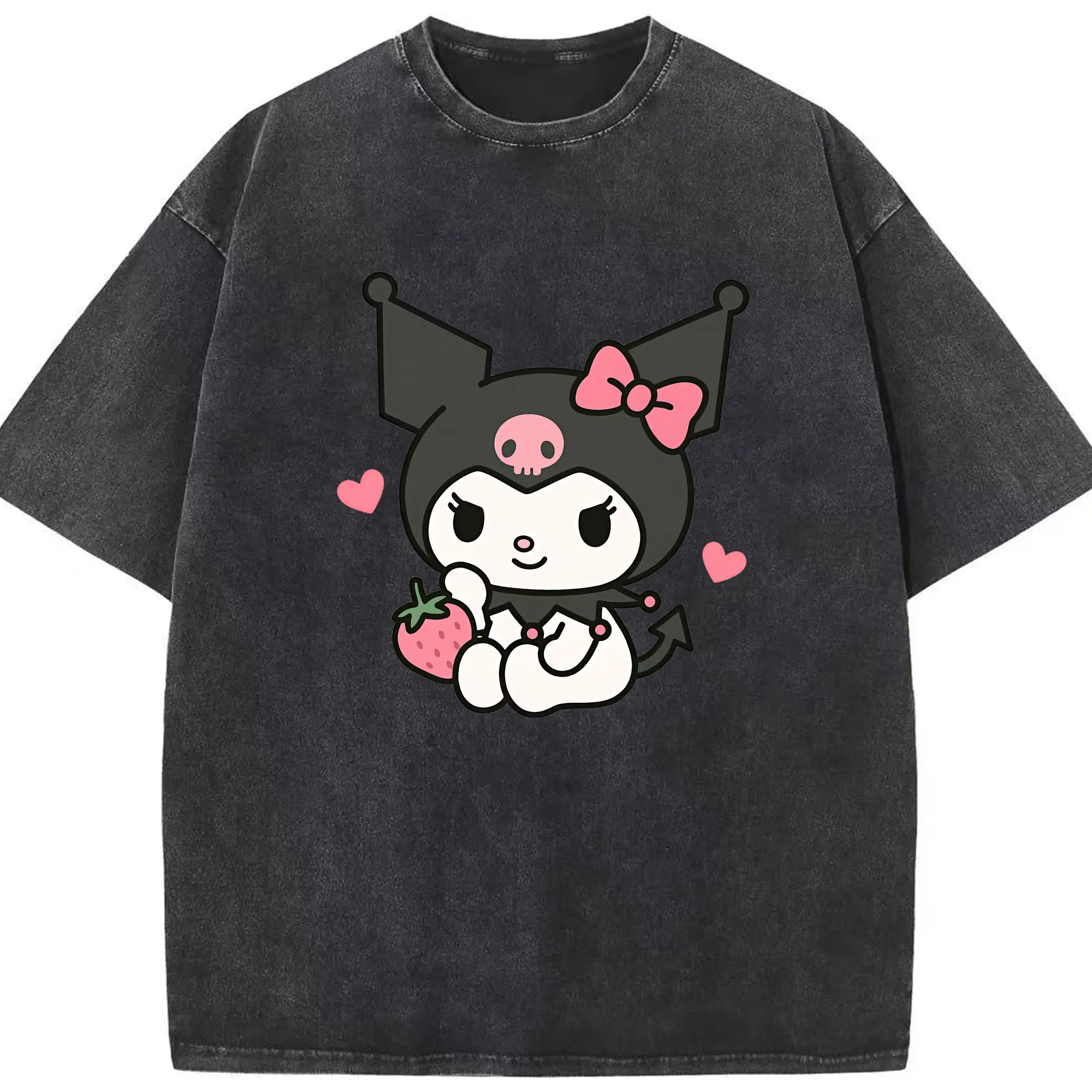 サンリオ グッズ,クロミ - 綿100％ ヴィンテージ風 半袖Tシャツ ・ フロントプリント ・ 柔らか肌触り ・ 通気性 快適 ・ スポーツ カジュアル 外出用