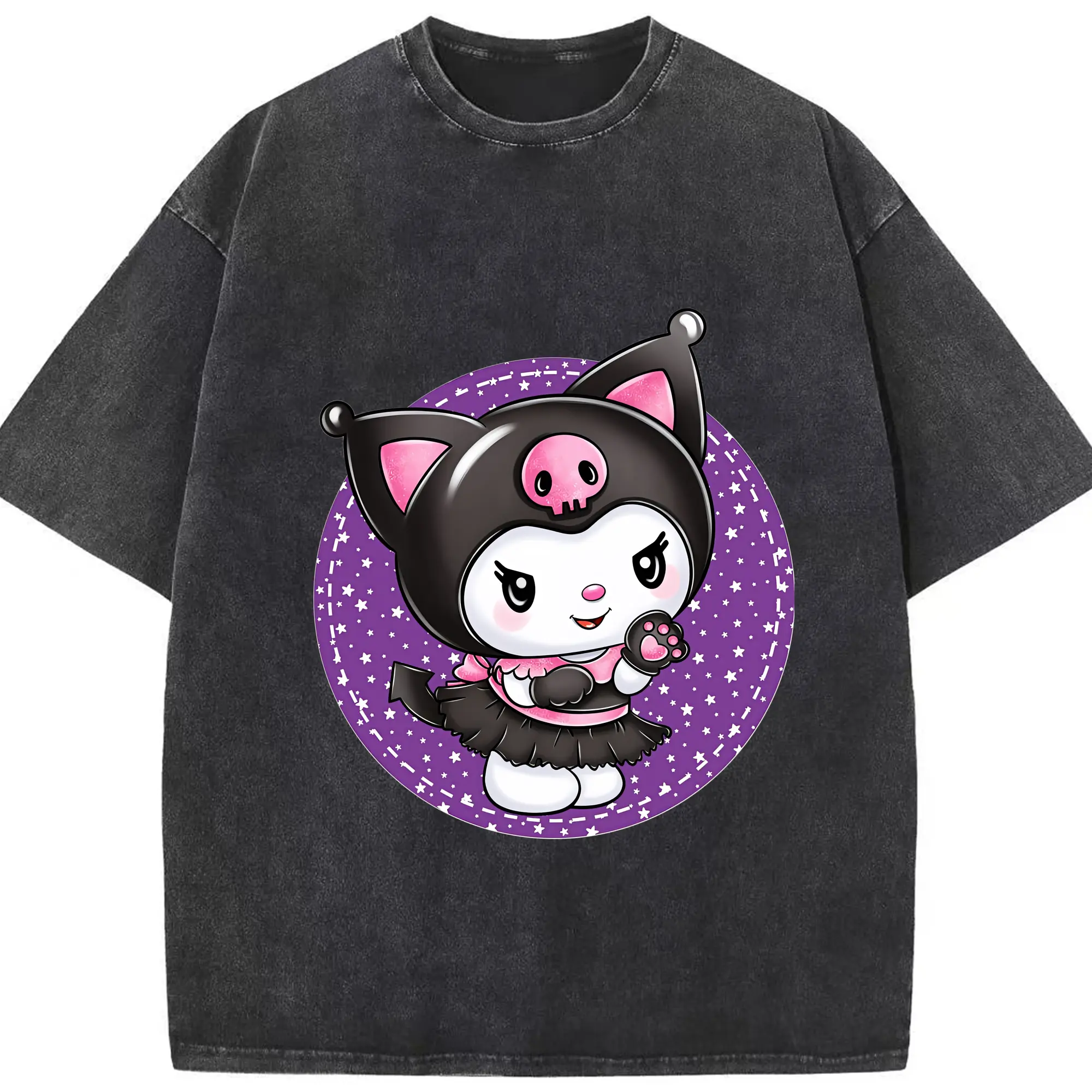 サンリオ グッズ,クロミ - 綿100％ ヴィンテージ風 半袖Tシャツ ・ フロントプリント ・ 柔らか肌触り ・ 通気性 快適 ・ スポーツ カジュアル 外出用