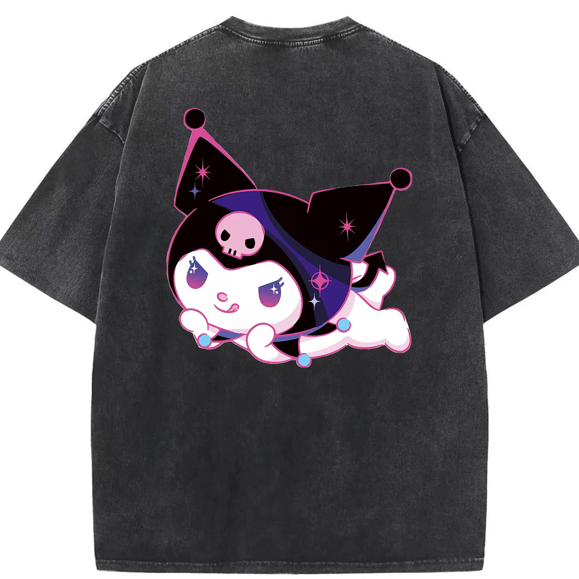 サンリオ グッズ,クロミ - 綿100％ ヴィンテージ風 半袖Tシャツ ・ 背面プリント ・ 柔らか肌触り ・ 通気性 快適 ・ スポーツ カジュアル 外出用