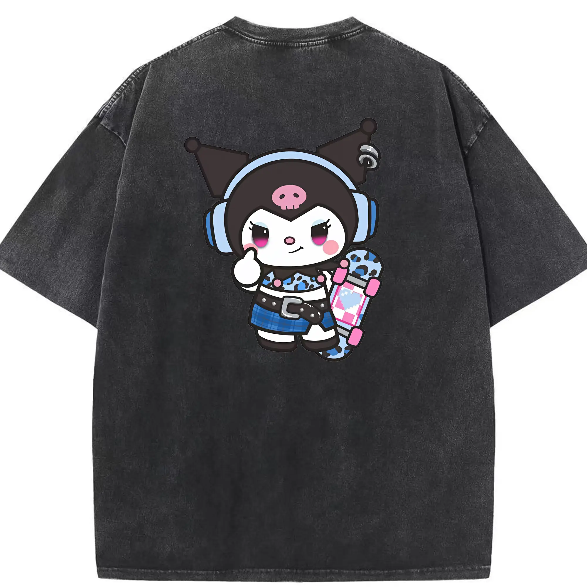 サンリオ グッズ,クロミ - 綿100％ ヴィンテージ風 半袖Tシャツ ・ 背面プリント ・ 柔らか肌触り ・ 通気性 快適 ・ スポーツ カジュアル 外出用