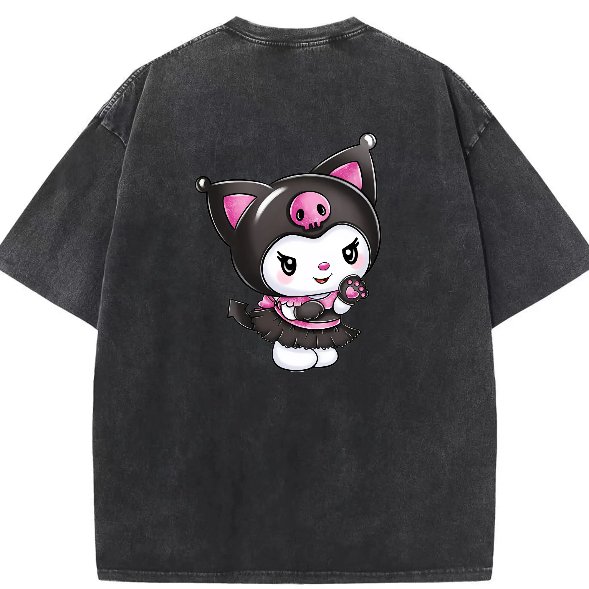 サンリオ グッズ,クロミ - 綿100％ ヴィンテージ風 半袖Tシャツ ・ 背面プリント ・ 柔らか肌触り ・ 通気性 快適 ・ スポーツ カジュアル 外出用