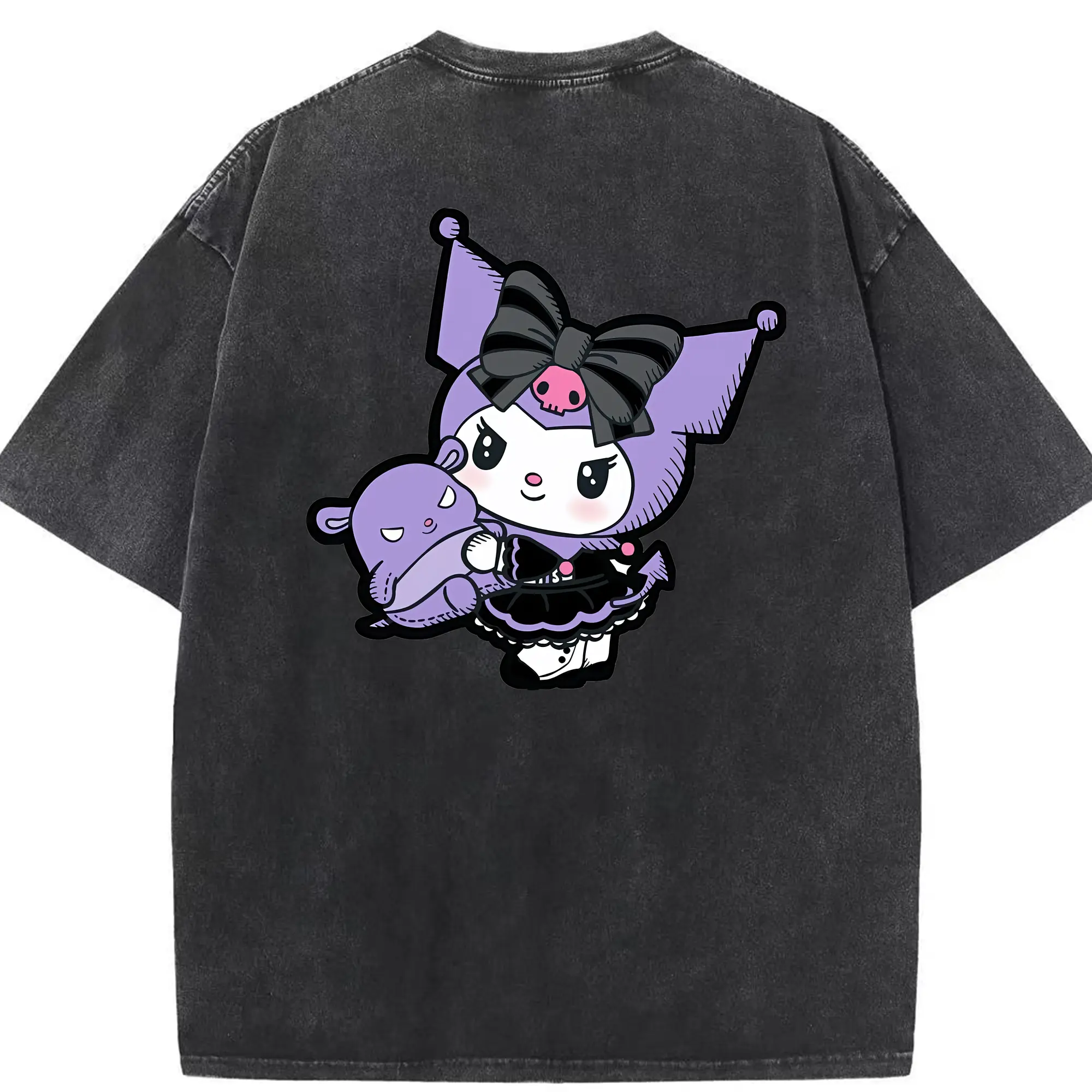 サンリオ グッズ,クロミ - 綿100％ ヴィンテージ風 半袖Tシャツ ・ 背面プリント ・ 柔らか肌触り ・ 通気性 快適 ・ スポーツ カジュアル 外出用