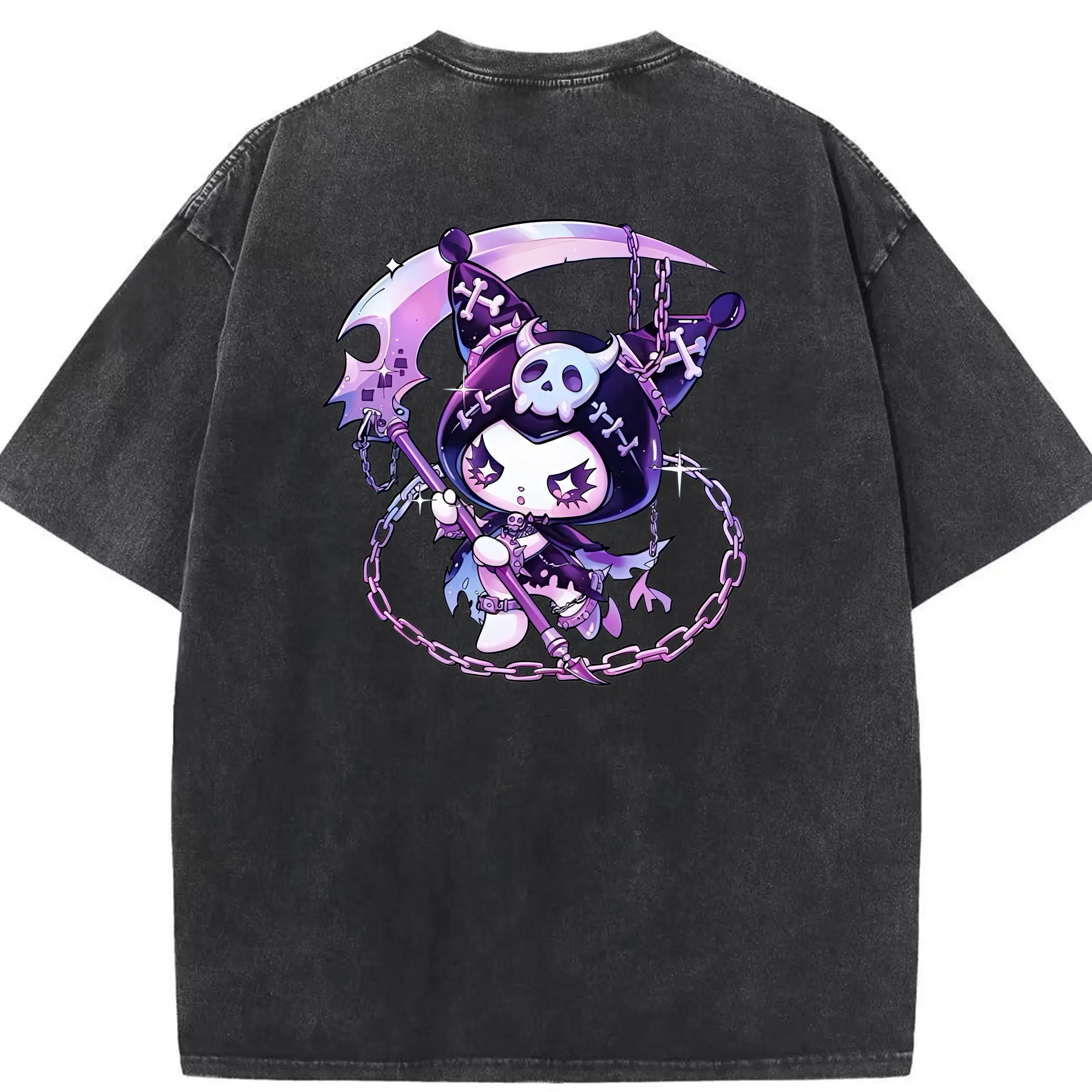 サンリオ グッズ,クロミ - 綿100％ ヴィンテージ風 半袖Tシャツ ・ 背面プリント ・ 柔らか肌触り ・ 通気性 快適 ・ スポーツ カジュアル 外出用