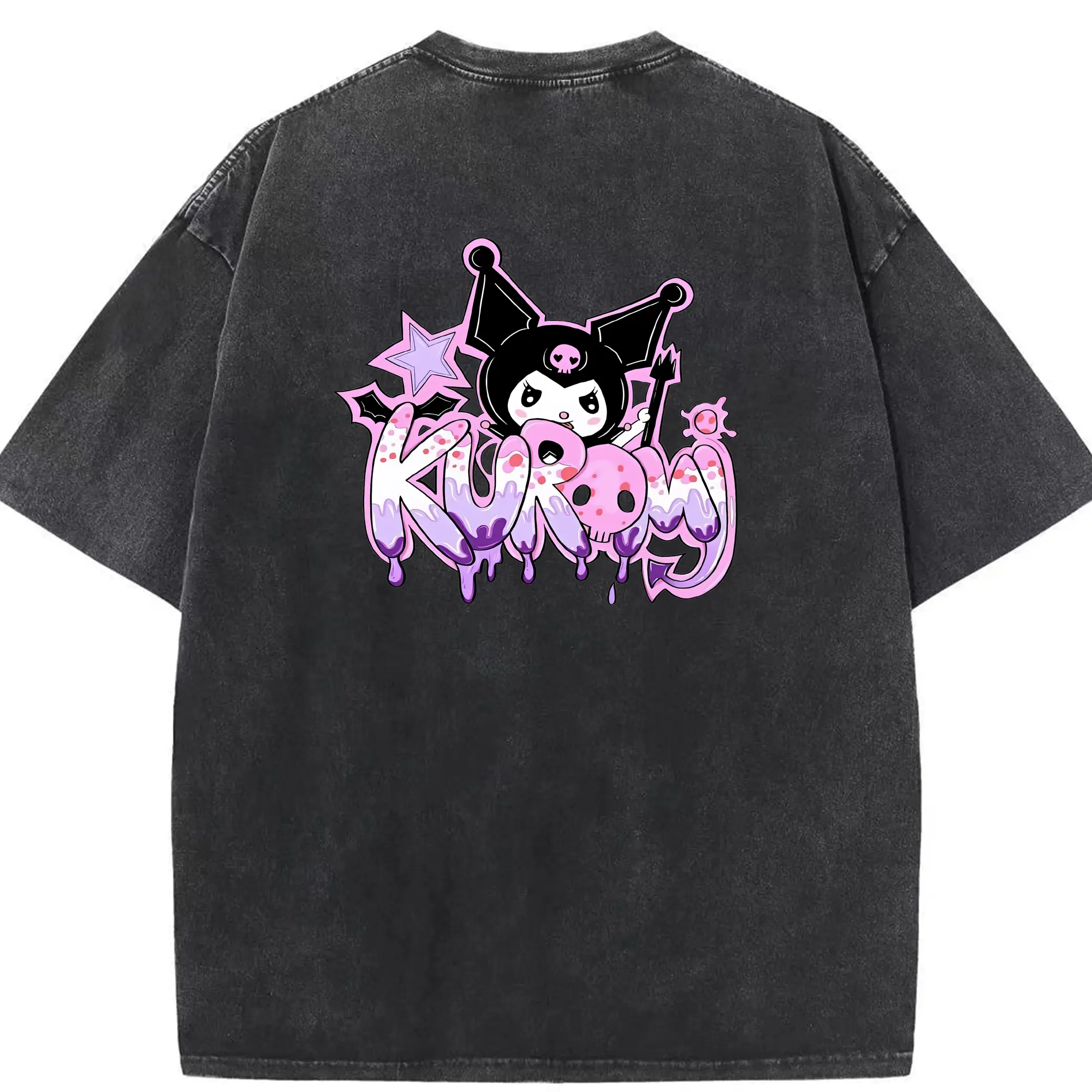 サンリオ グッズ,クロミ - 綿100％ ヴィンテージ風 半袖Tシャツ ・ 背面プリント ・ 柔らか肌触り ・ 通気性 快適 ・ スポーツ カジュアル 外出用