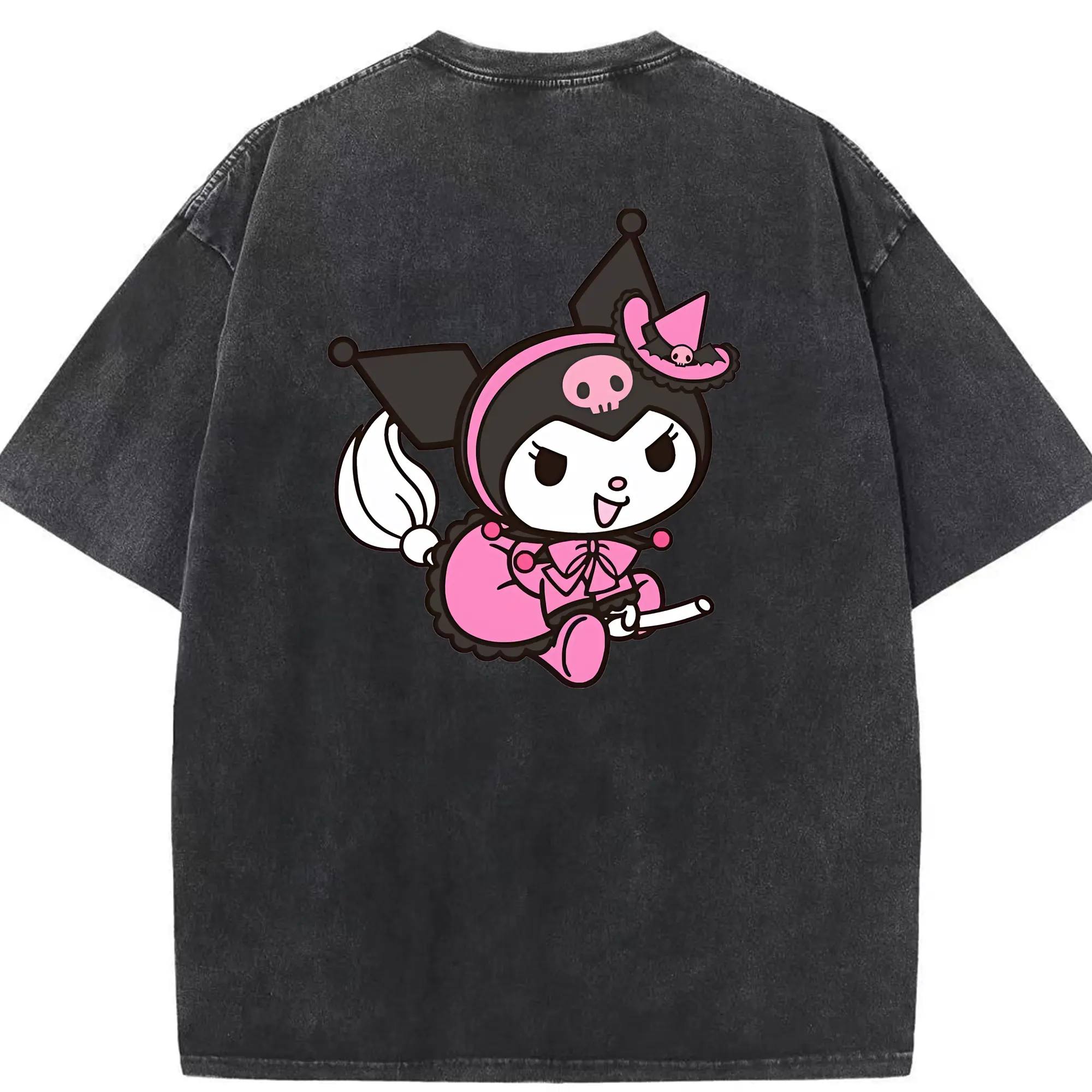 サンリオ グッズ,クロミ - 綿100％ ヴィンテージ風 半袖Tシャツ ・ 背面プリント ・ 柔らか肌触り ・ 通気性 快適 ・ スポーツ カジュアル 外出用