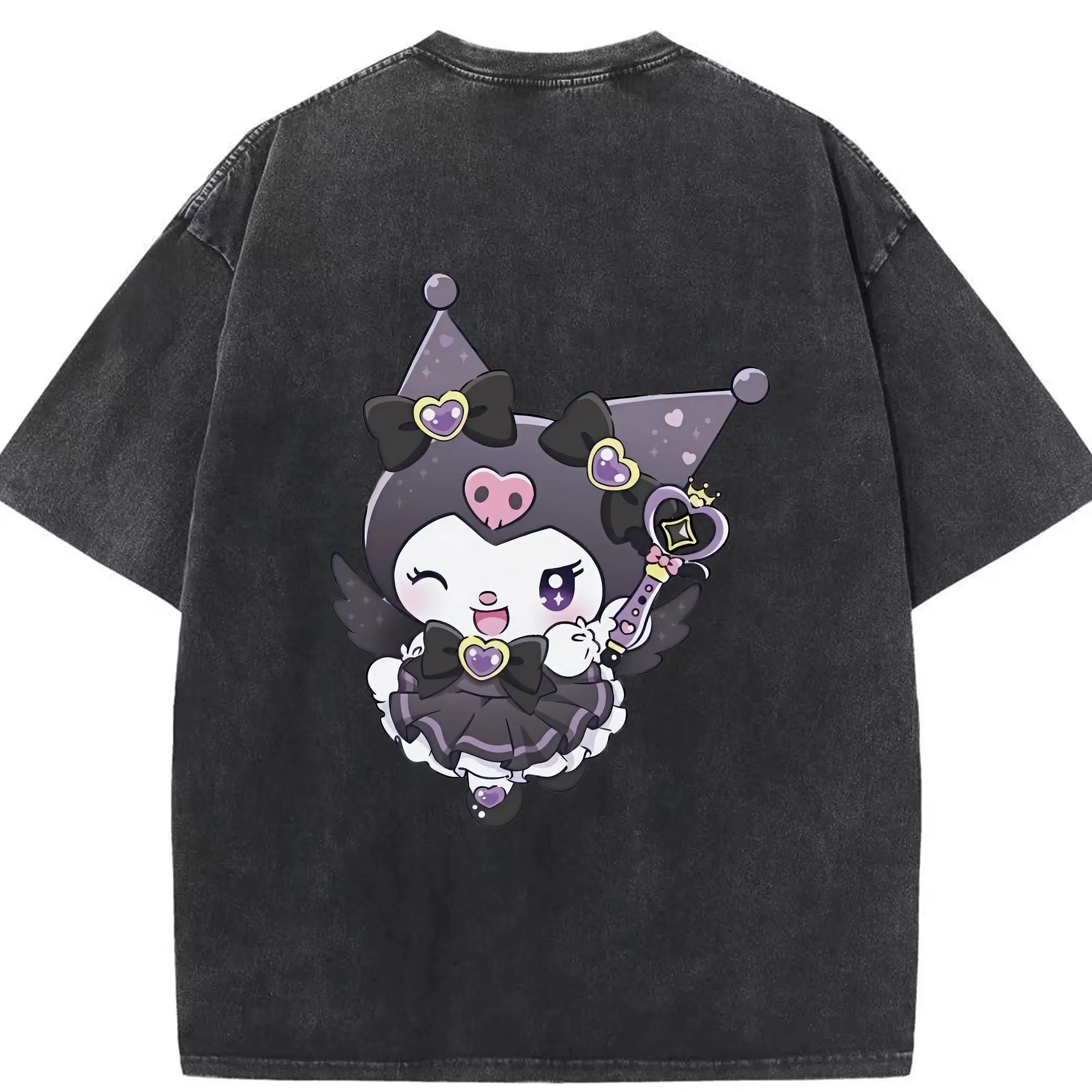 サンリオ グッズ,クロミ - 綿100％ ヴィンテージ風 半袖Tシャツ ・ 背面プリント ・ 柔らか肌触り ・ 通気性 快適 ・ スポーツ カジュアル 外出用