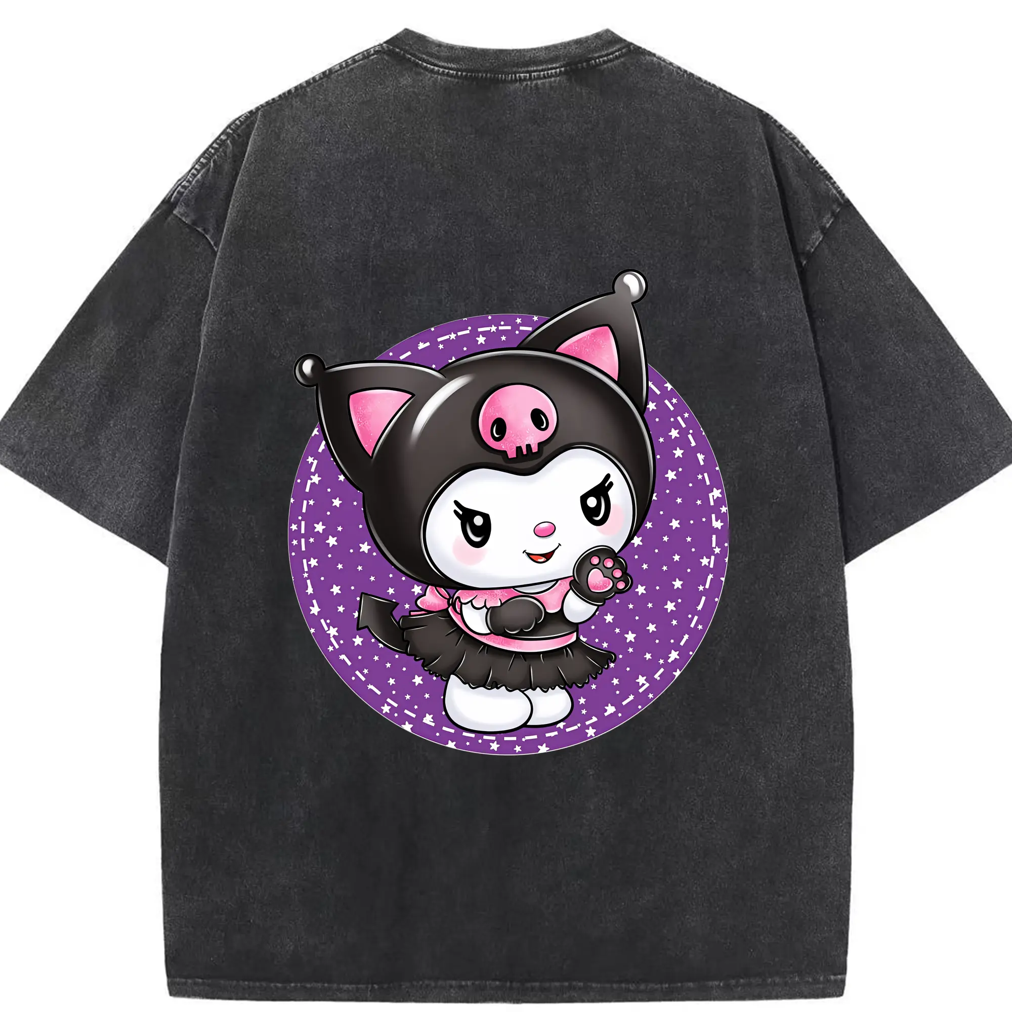 サンリオ グッズ,クロミ - 綿100％ ヴィンテージ風 半袖Tシャツ ・ 背面プリント ・ 柔らか肌触り ・ 通気性 快適 ・ スポーツ カジュアル 外出用