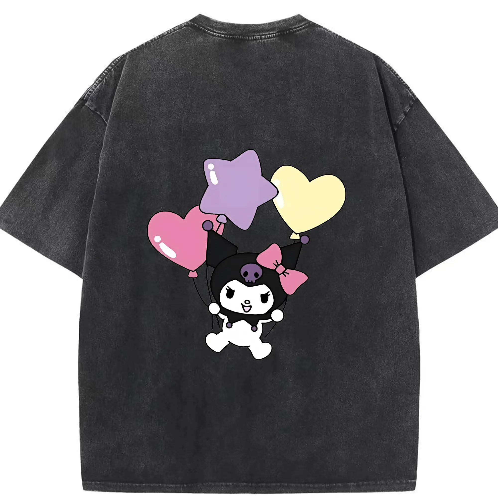 サンリオ グッズ,クロミ - 綿100％ ヴィンテージ風 半袖Tシャツ ・ 背面プリント ・ 柔らか肌触り ・ 通気性 快適 ・ スポーツ カジュアル 外出用