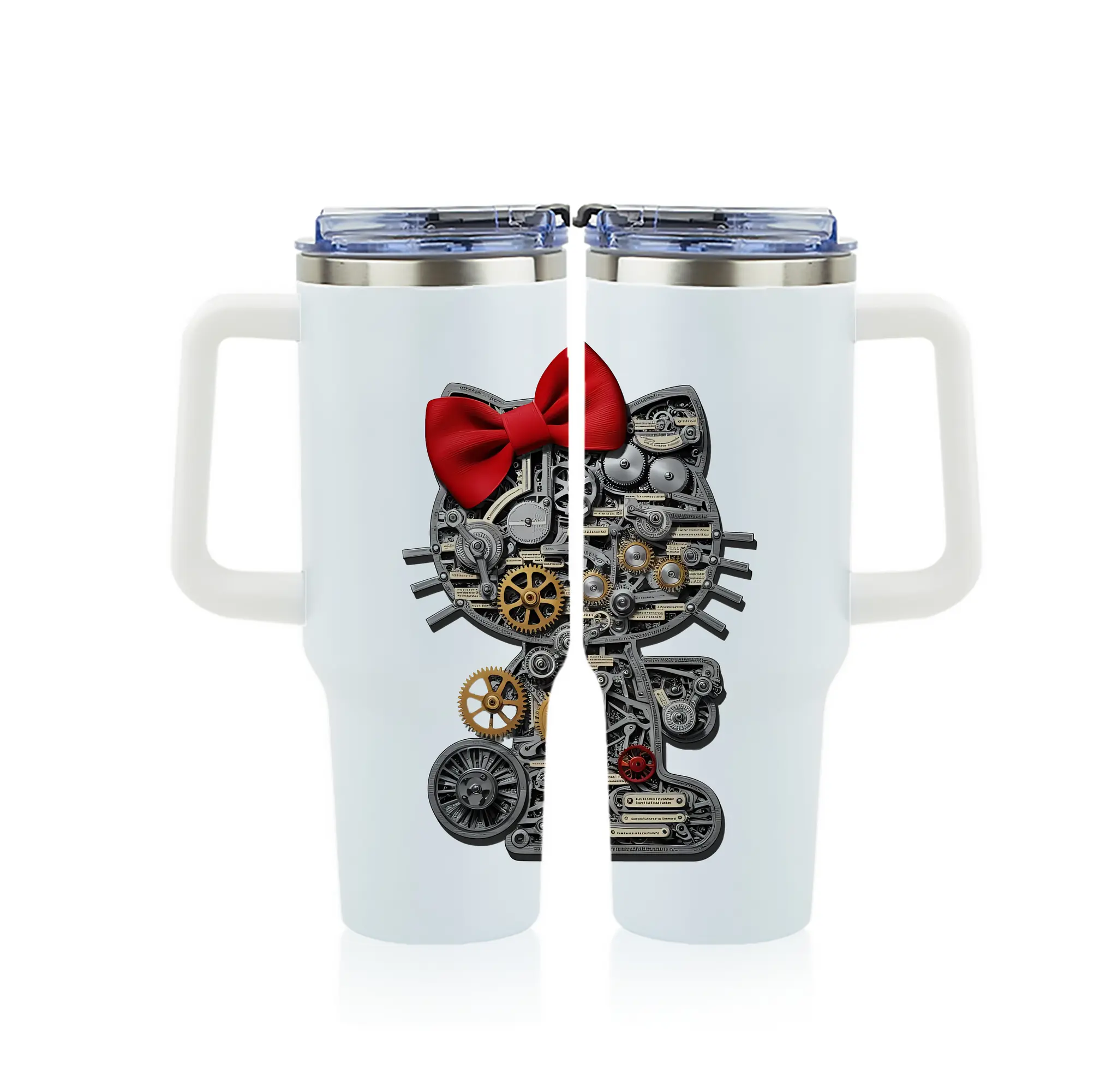 サンリオ グッズ,ハローキティ - 1200mL フルプリント車用タンブラー ・ 304ステンレス 内側 ・ 201ステンレス 外側 ・ 保温 保冷 ・ 通勤 ドライブ アウトドア用