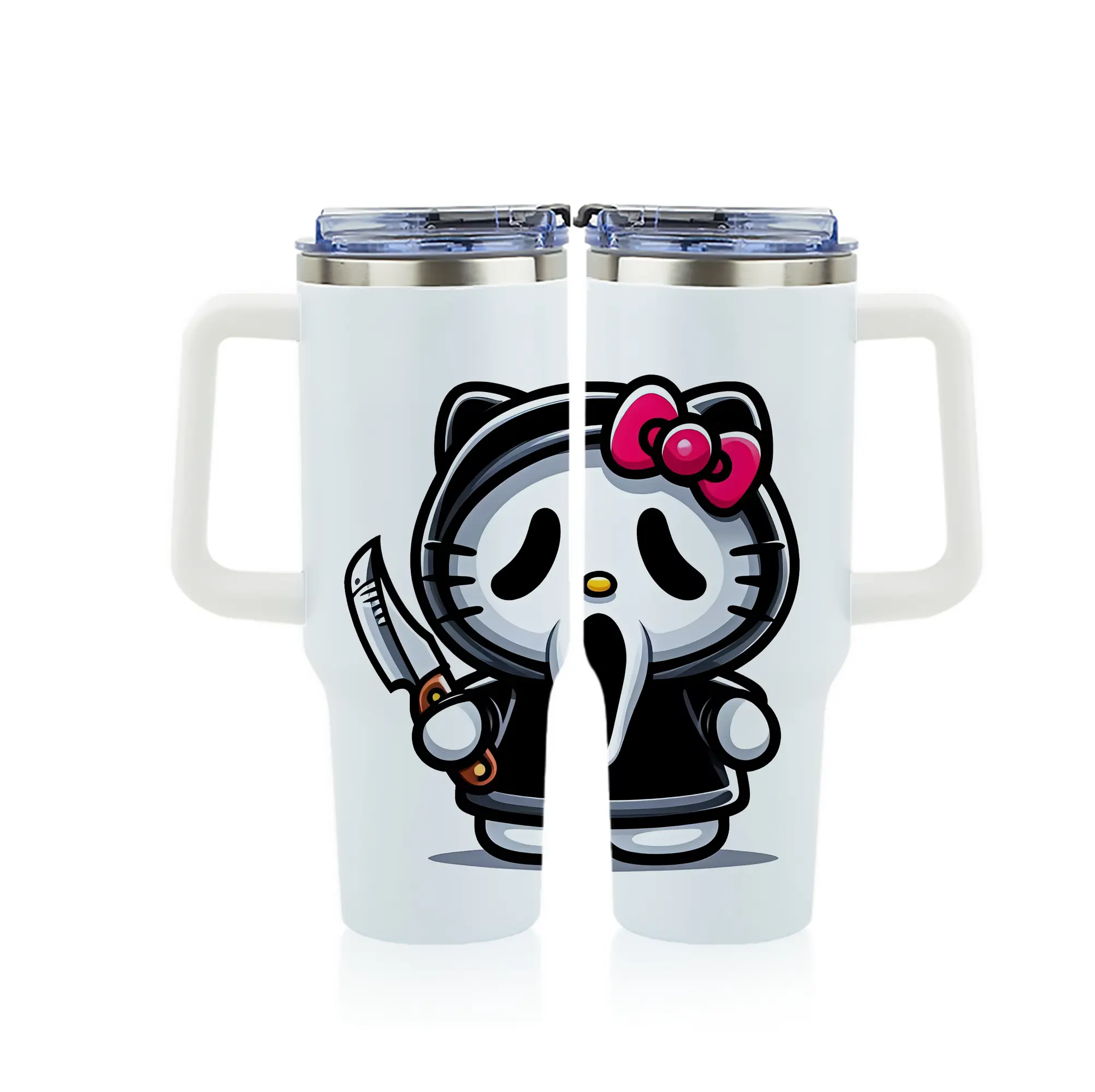 サンリオ グッズ,ハローキティ - 1200mL フルプリント車用タンブラー ・ 304ステンレス 内側 ・ 201ステンレス 外側 ・ 保温 保冷 ・ 通勤 ドライブ アウトドア用