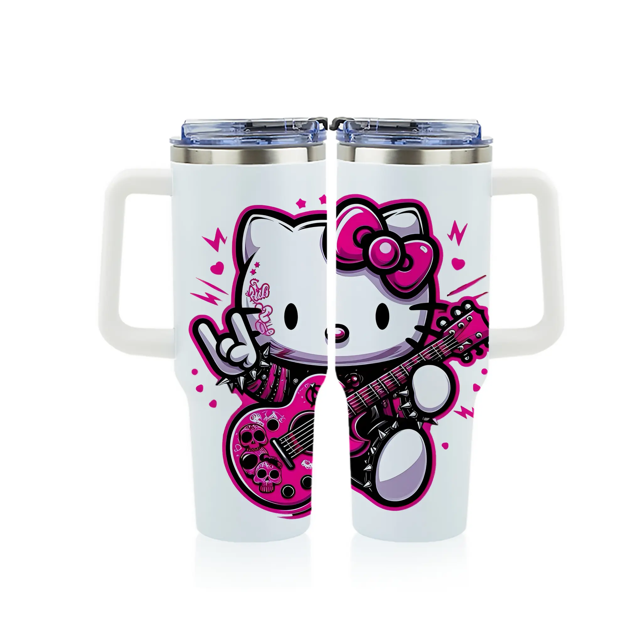 サンリオ グッズ,ハローキティ - 1200mL フルプリント車用タンブラー ・ 304ステンレス 内側 ・ 201ステンレス 外側 ・ 保温 保冷 ・ 通勤 ドライブ アウトドア用