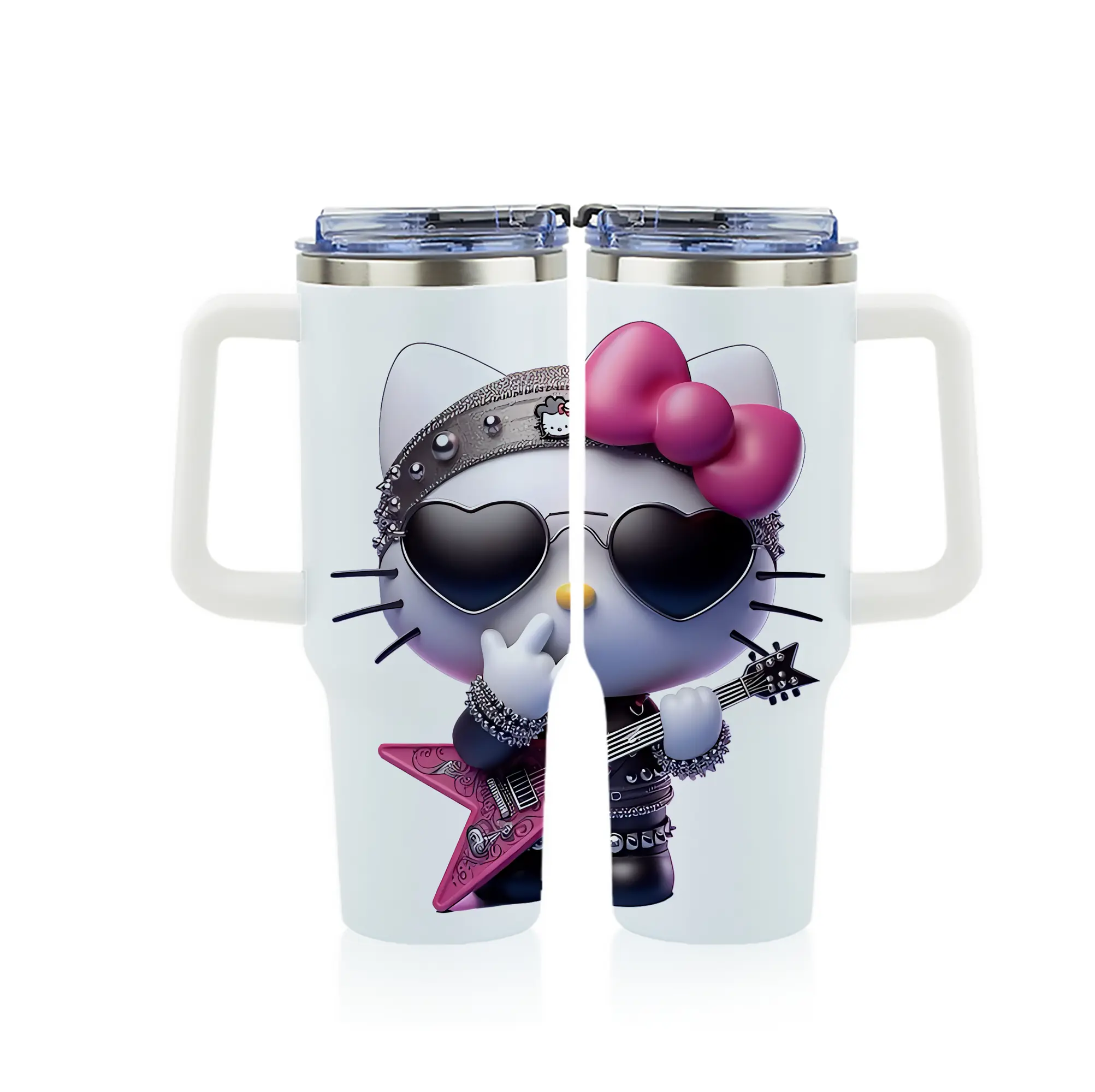 サンリオ グッズ,ハローキティ - 1200mL フルプリント車用タンブラー ・ 304ステンレス 内側 ・ 201ステンレス 外側 ・ 保温 保冷 ・ 通勤 ドライブ アウトドア用