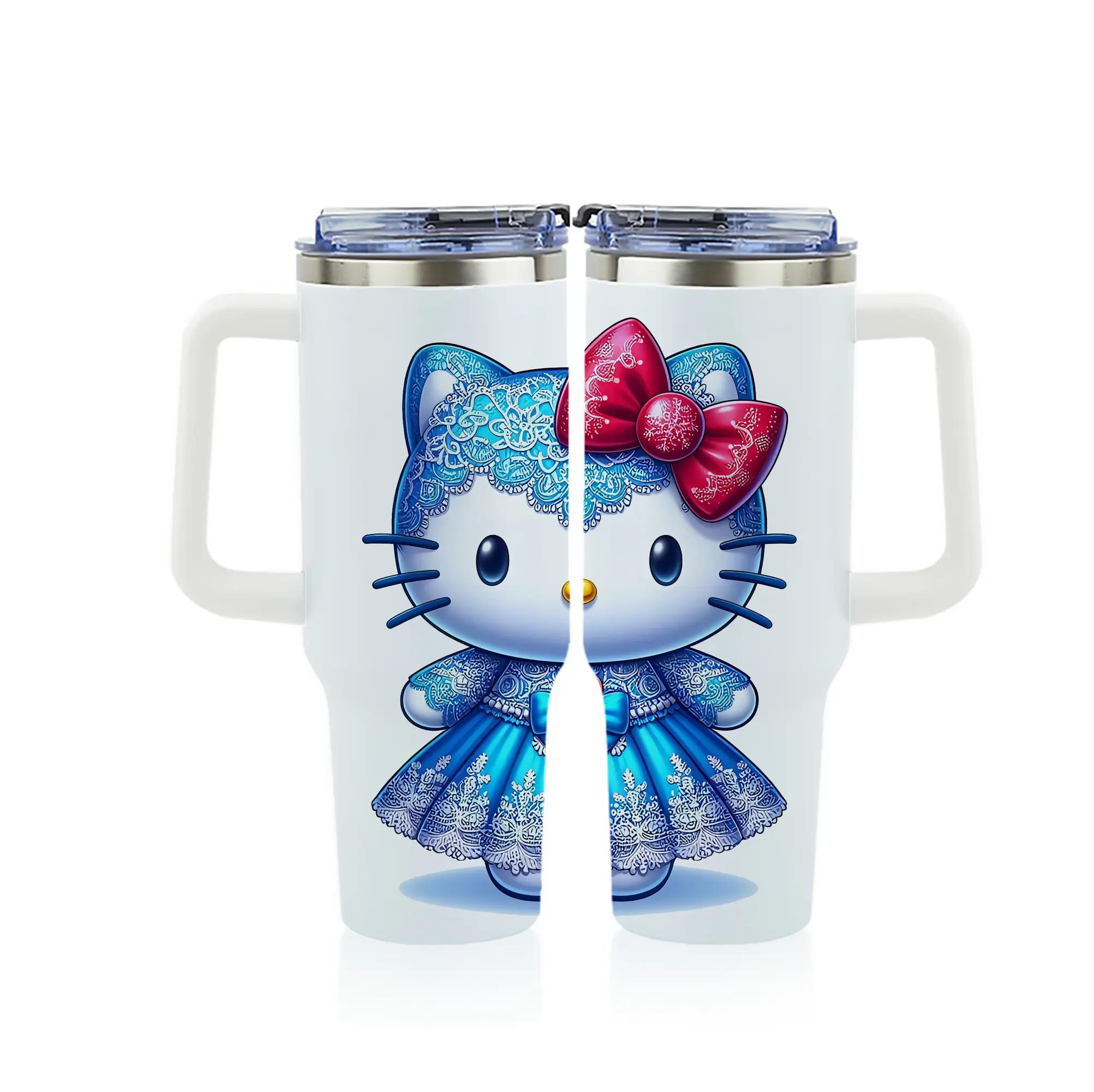 サンリオ グッズ,ハローキティ - 1200mL フルプリント車用タンブラー ・ 304ステンレス 内側 ・ 201ステンレス 外側 ・ 保温 保冷 ・ 通勤 ドライブ アウトドア用