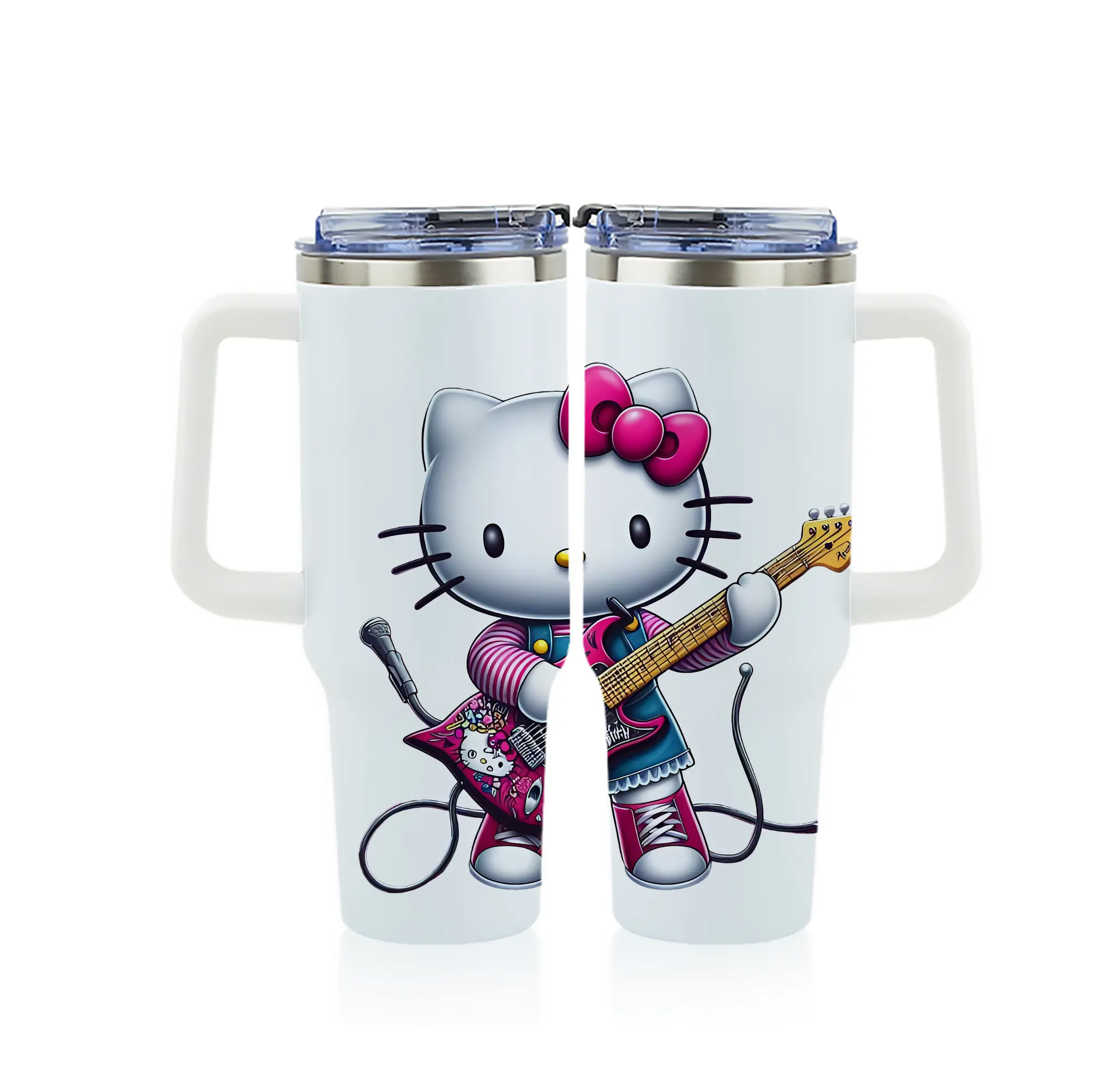 サンリオ グッズ,ハローキティ - 1200mL フルプリント車用タンブラー ・ 304ステンレス 内側 ・ 201ステンレス 外側 ・ 保温 保冷 ・ 通勤 ドライブ アウトドア用