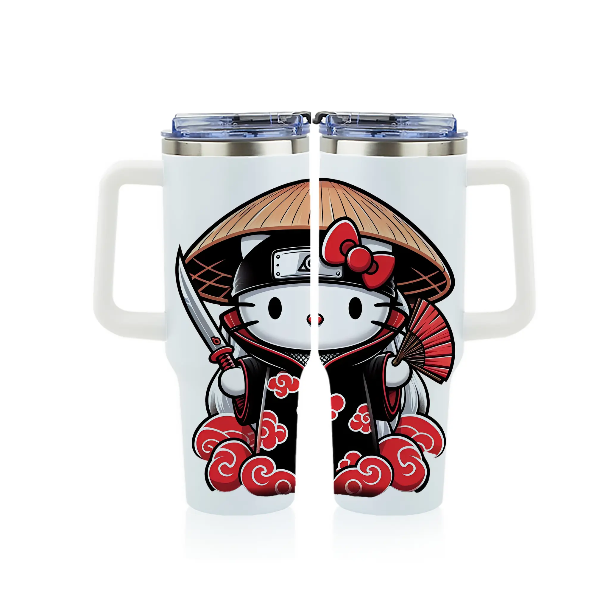 サンリオ グッズ,ハローキティ - 1200mL フルプリント車用タンブラー ・ 304ステンレス 内側 ・ 201ステンレス 外側 ・ 保温 保冷 ・ 通勤 ドライブ アウトドア用