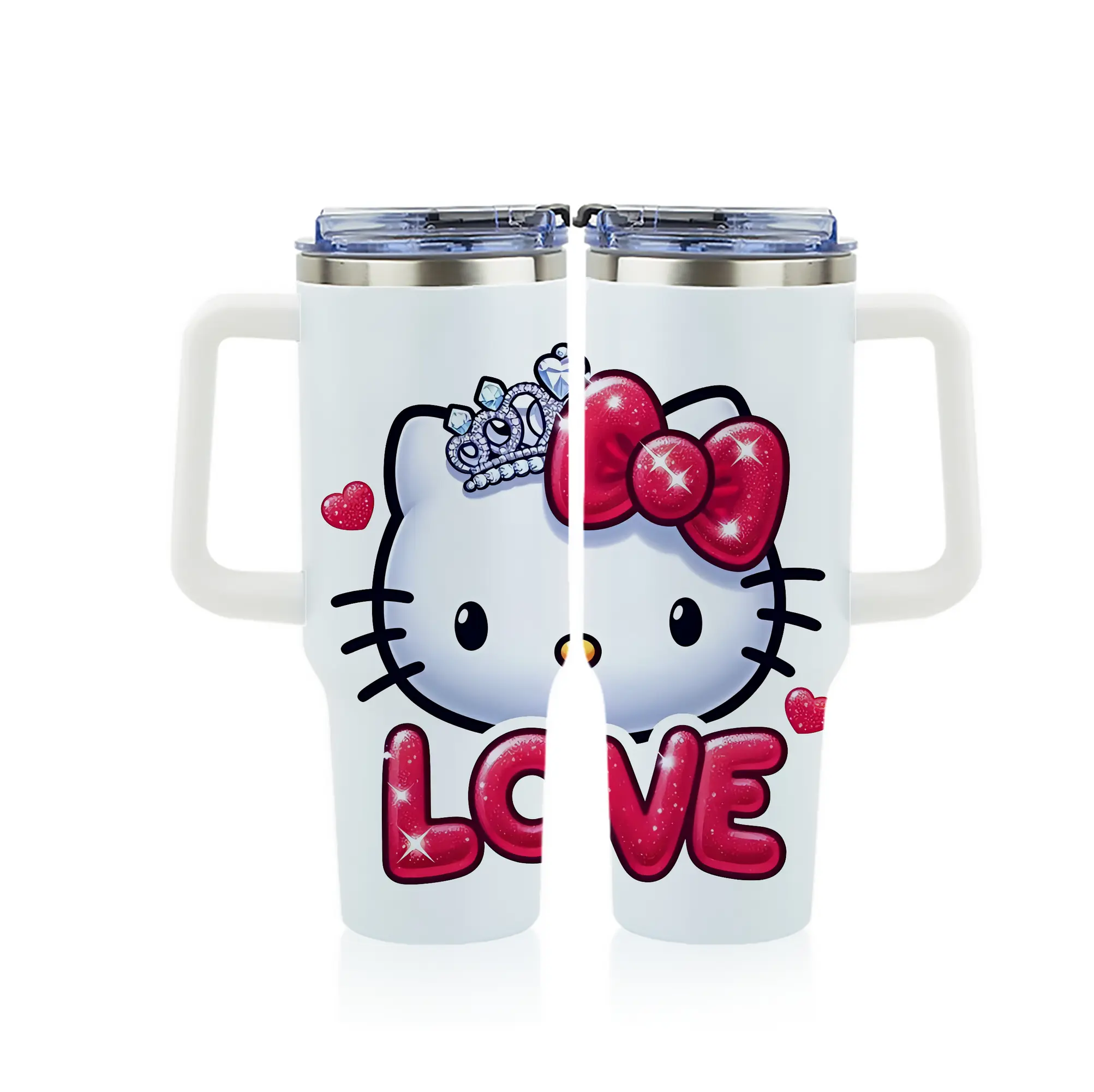 サンリオ グッズ,ハローキティ - 1200mL フルプリント車用タンブラー ・ 304ステンレス 内側 ・ 201ステンレス 外側 ・ 保温 保冷 ・ 通勤 ドライブ アウトドア用