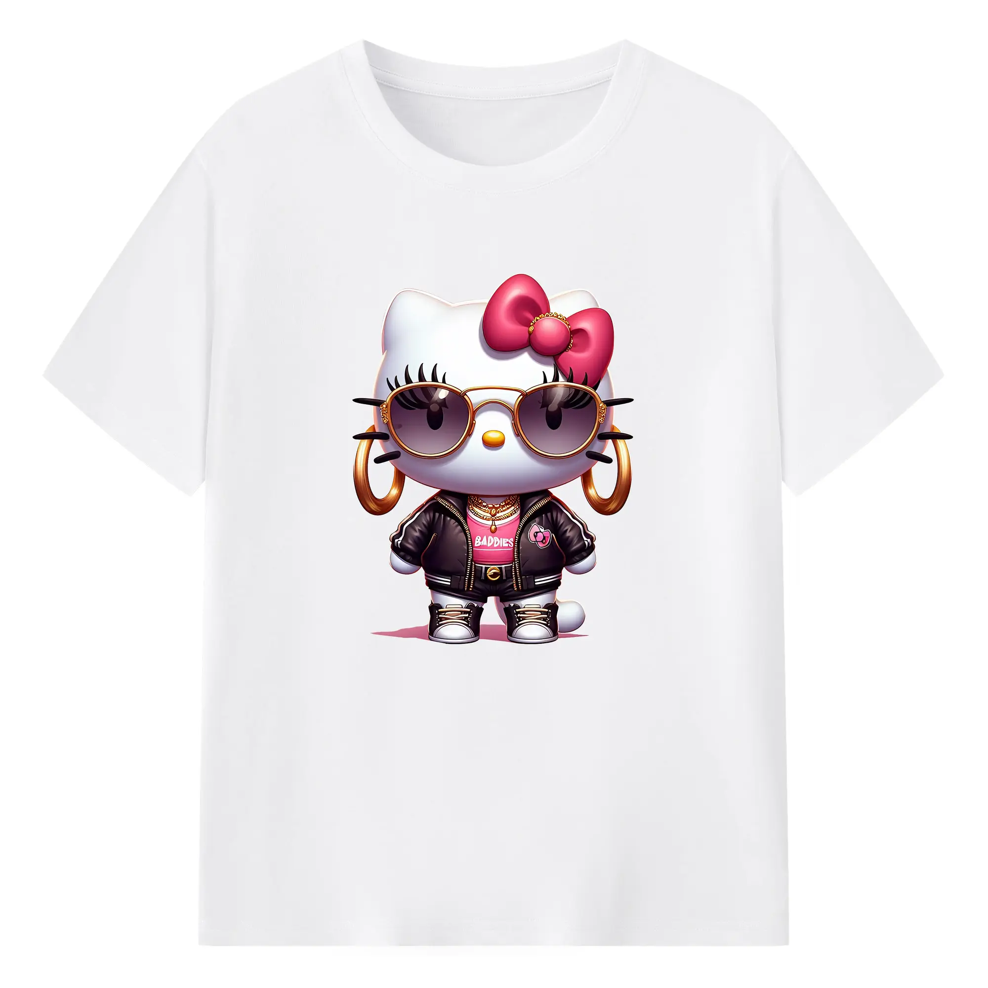 サンリオ グッズ,ハローキティ - 綿100％ 半袖Tシャツ ・ フロントプリント ・ 快適 通気性 ・ 日常使い 散歩 スポーツ用