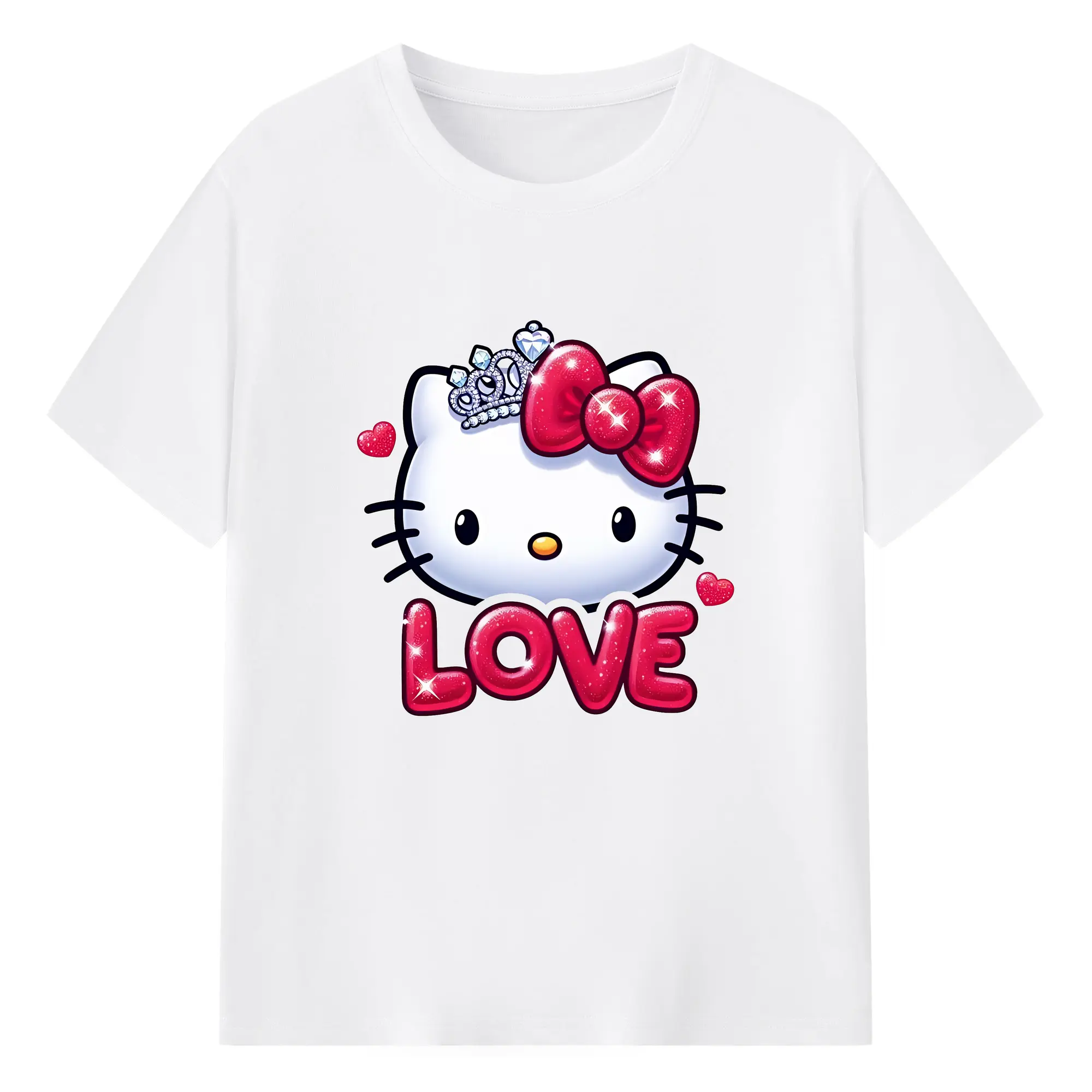 サンリオ グッズ,ハローキティ - 綿100％ 半袖Tシャツ ・ フロントプリント ・ 快適 通気性 ・ 日常使い 散歩 スポーツ用