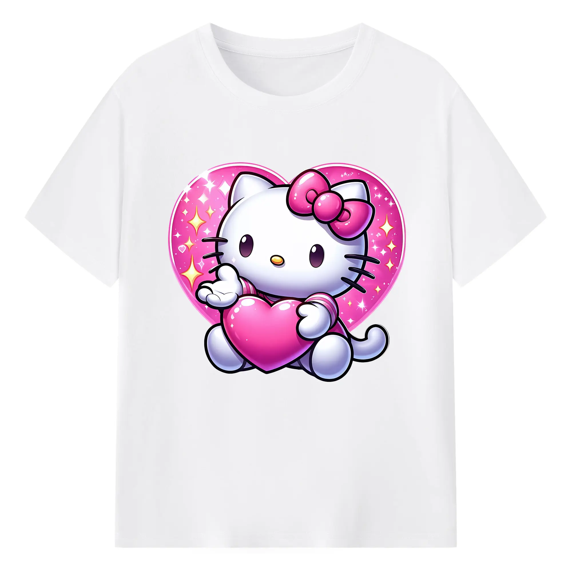 サンリオ グッズ,ハローキティ - 綿100％ 半袖Tシャツ ・ フロントプリント ・ 快適 通気性 ・ 日常使い 散歩 スポーツ用