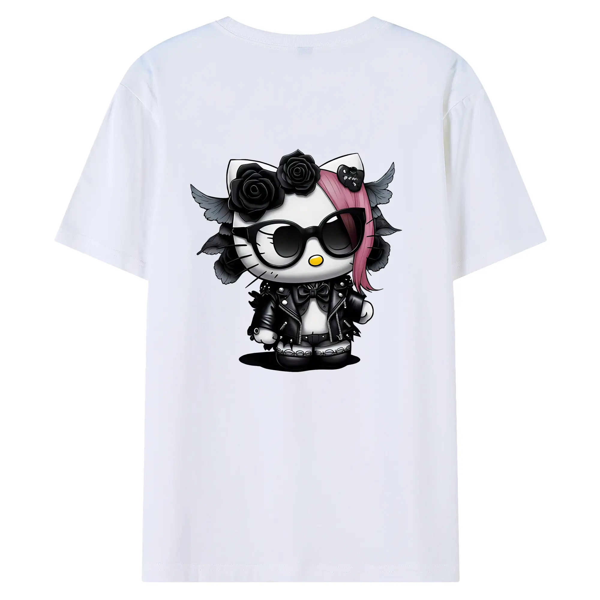 サンリオ グッズ,ハローキティ - 綿100％ 半袖Tシャツ ・ バックプリント ・ 快適 通気性 ・ 日常使い 散歩 スポーツ用