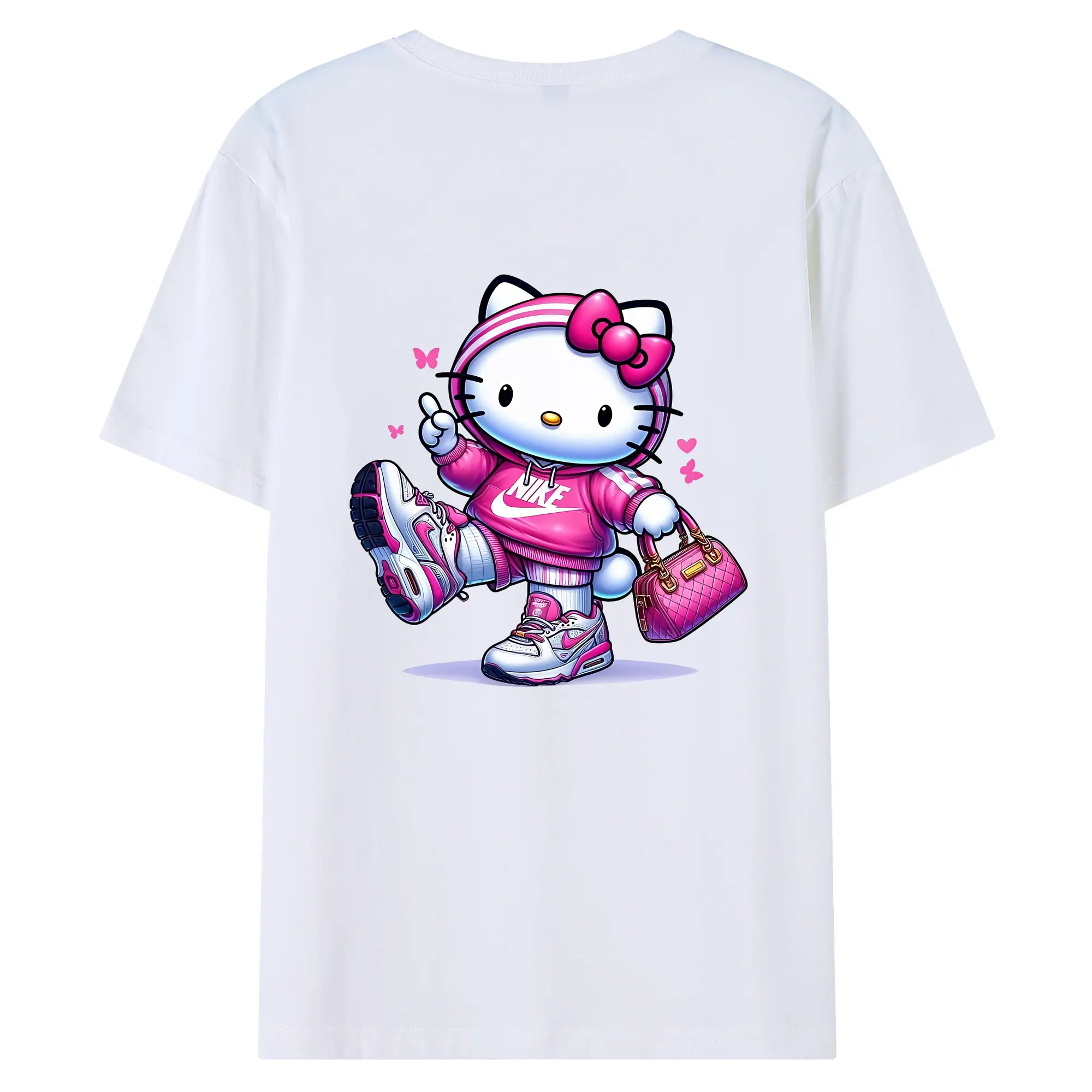 サンリオ グッズ,ハローキティ - 綿100％ 半袖Tシャツ ・ バックプリント ・ 快適 通気性 ・ 日常使い 散歩 スポーツ用