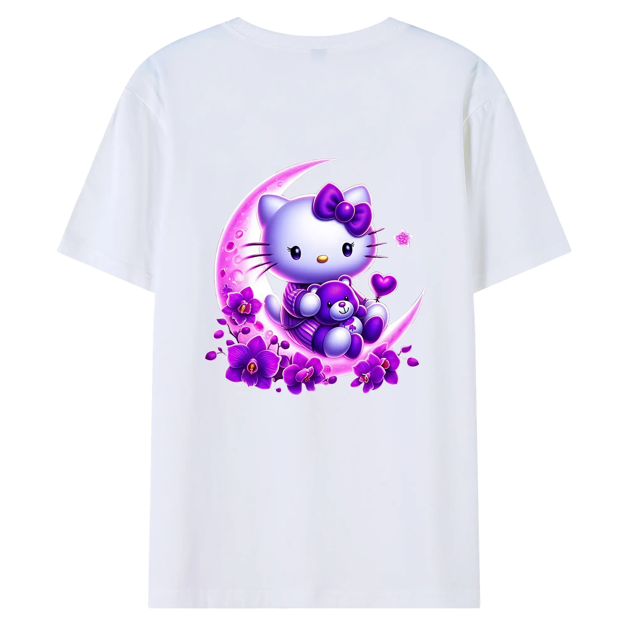 サンリオ グッズ,ハローキティ - 綿100％ 半袖Tシャツ ・ バックプリント ・ 快適 通気性 ・ 日常使い 散歩 スポーツ用