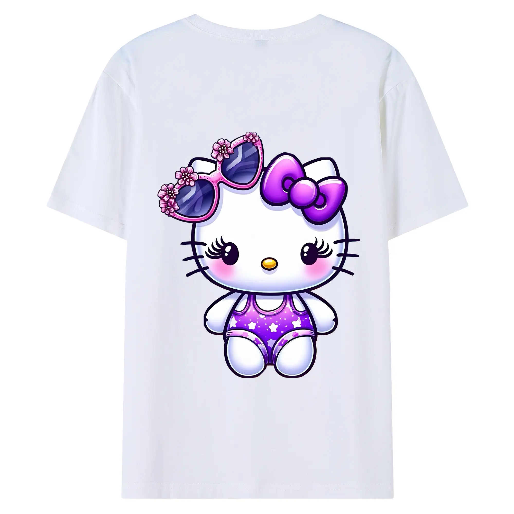 サンリオ グッズ,ハローキティ - 綿100％ 半袖Tシャツ ・ バックプリント ・ 快適 通気性 ・ 日常使い 散歩 スポーツ用