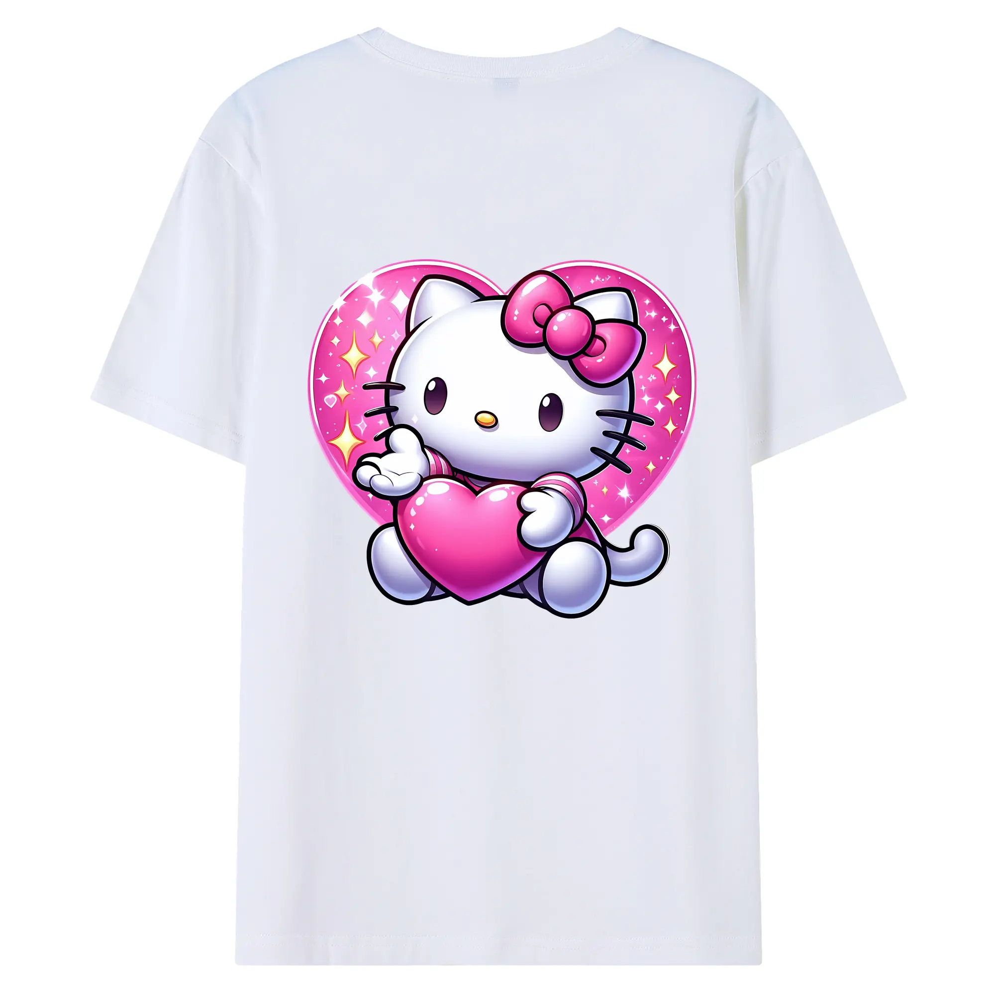 サンリオ グッズ,ハローキティ - 綿100％ 半袖Tシャツ ・ バックプリント ・ 快適 通気性 ・ 日常使い 散歩 スポーツ用