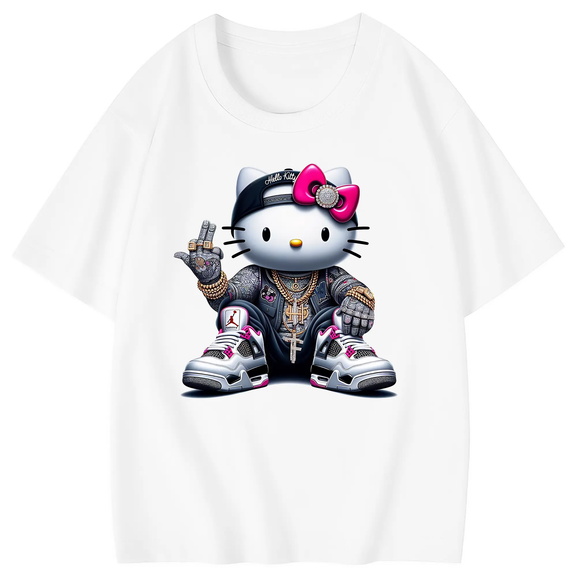 サンリオ グッズ,ハローキティ - 綿100％ キッズTシャツ ・ フロントプリント ・ 快適 通気性 ・ スポーツ カジュアル 散歩用