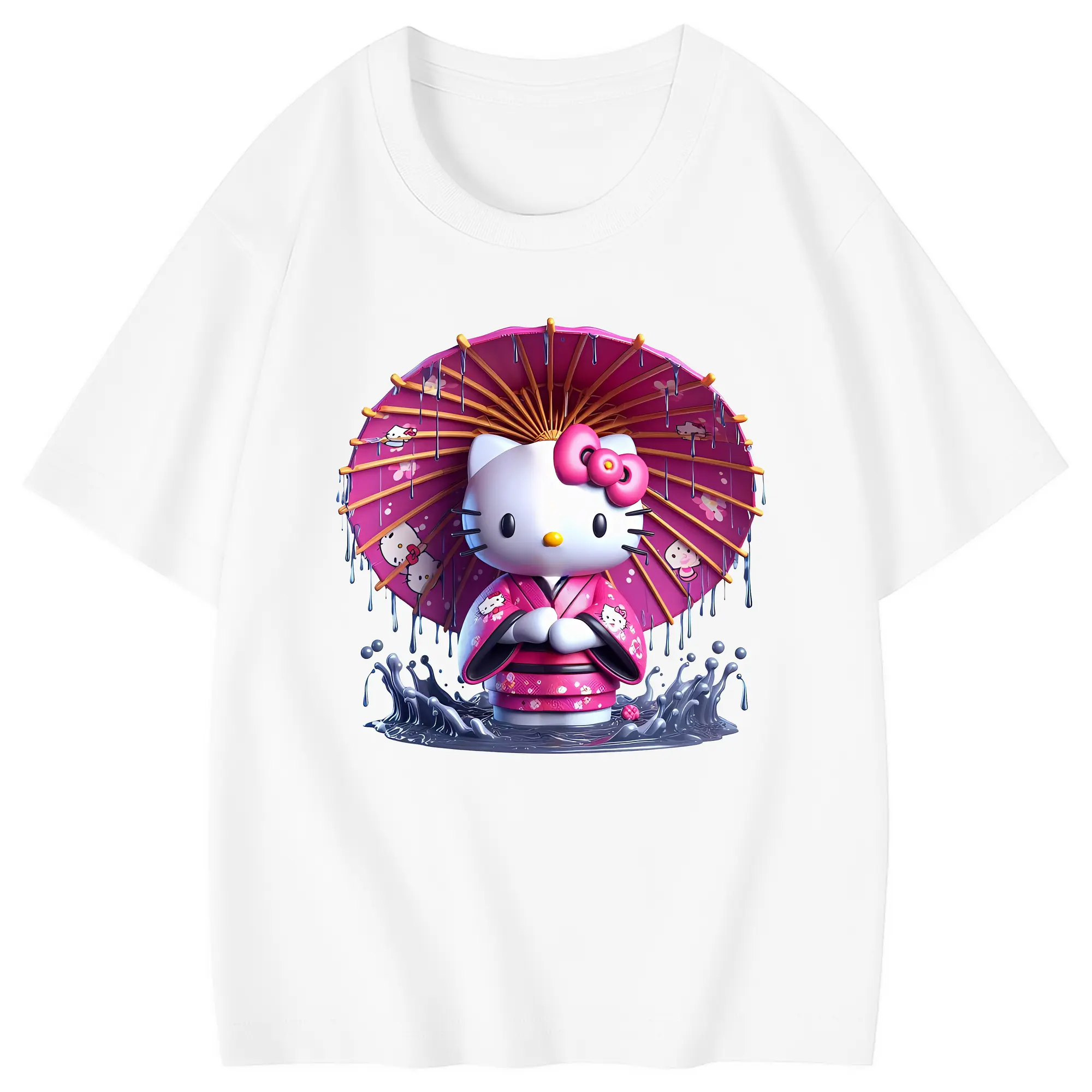 サンリオ グッズ,ハローキティ - 綿100％ キッズTシャツ ・ フロントプリント ・ 快適 通気性 ・ スポーツ カジュアル 散歩用