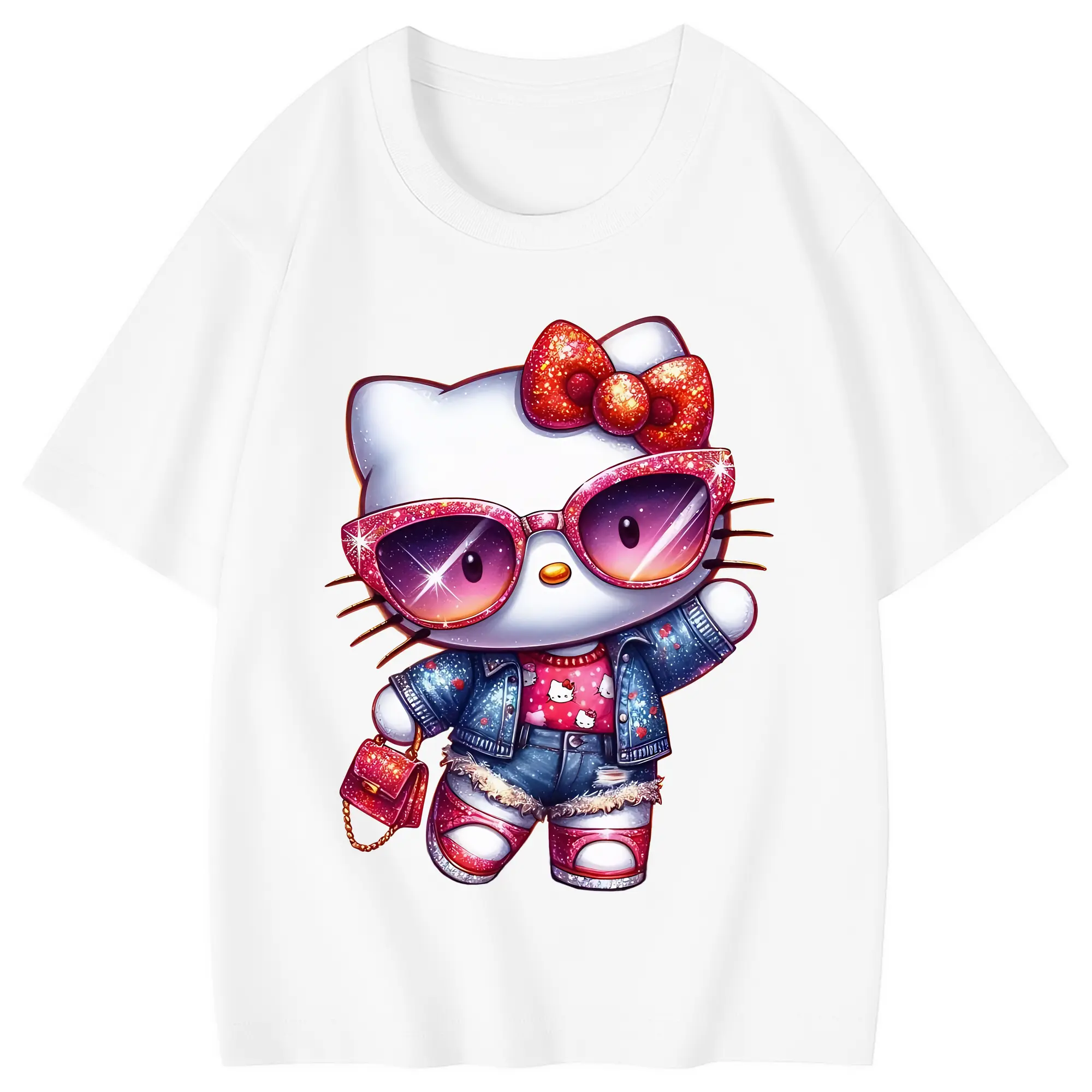 サンリオ グッズ,ハローキティ - 綿100％ キッズTシャツ ・ フロントプリント ・ 快適 通気性 ・ スポーツ カジュアル 散歩用