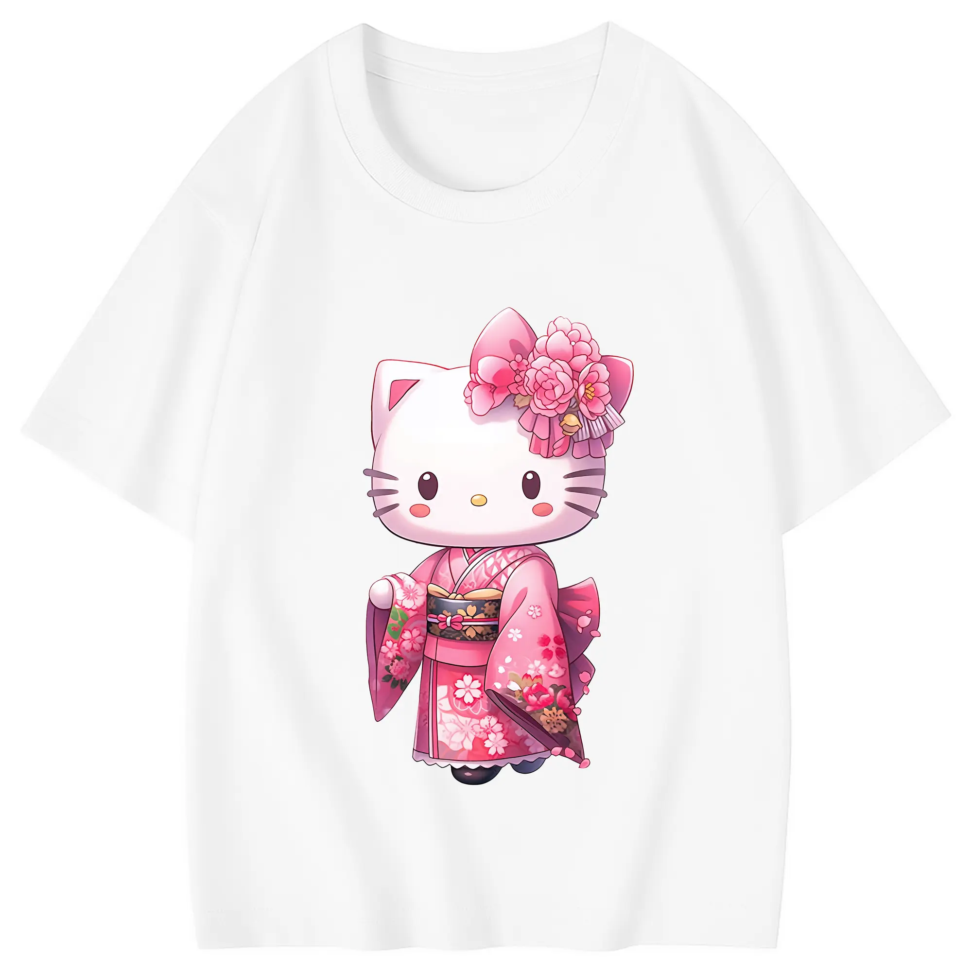 サンリオ グッズ,ハローキティ - 綿100％ キッズTシャツ ・ フロントプリント ・ 快適 通気性 ・ スポーツ カジュアル 散歩用