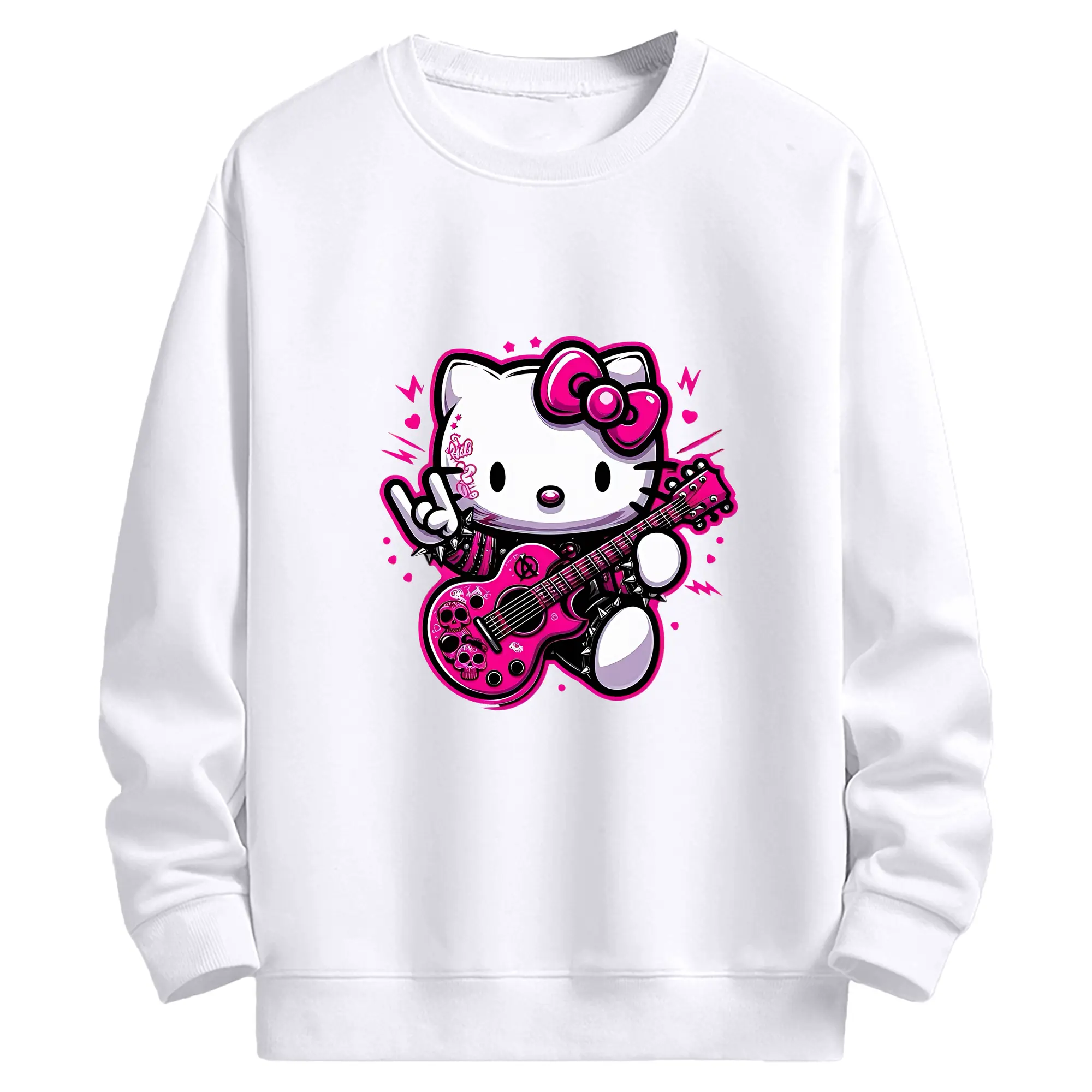 サンリオ グッズ,ハローキティ - 高品質 クルーネック スウェット ・ コットン59％ ポリエステル41％ ・ ユニセックス 長袖 トレーナー ・ カジュアル デイリー スポーツ 散歩用