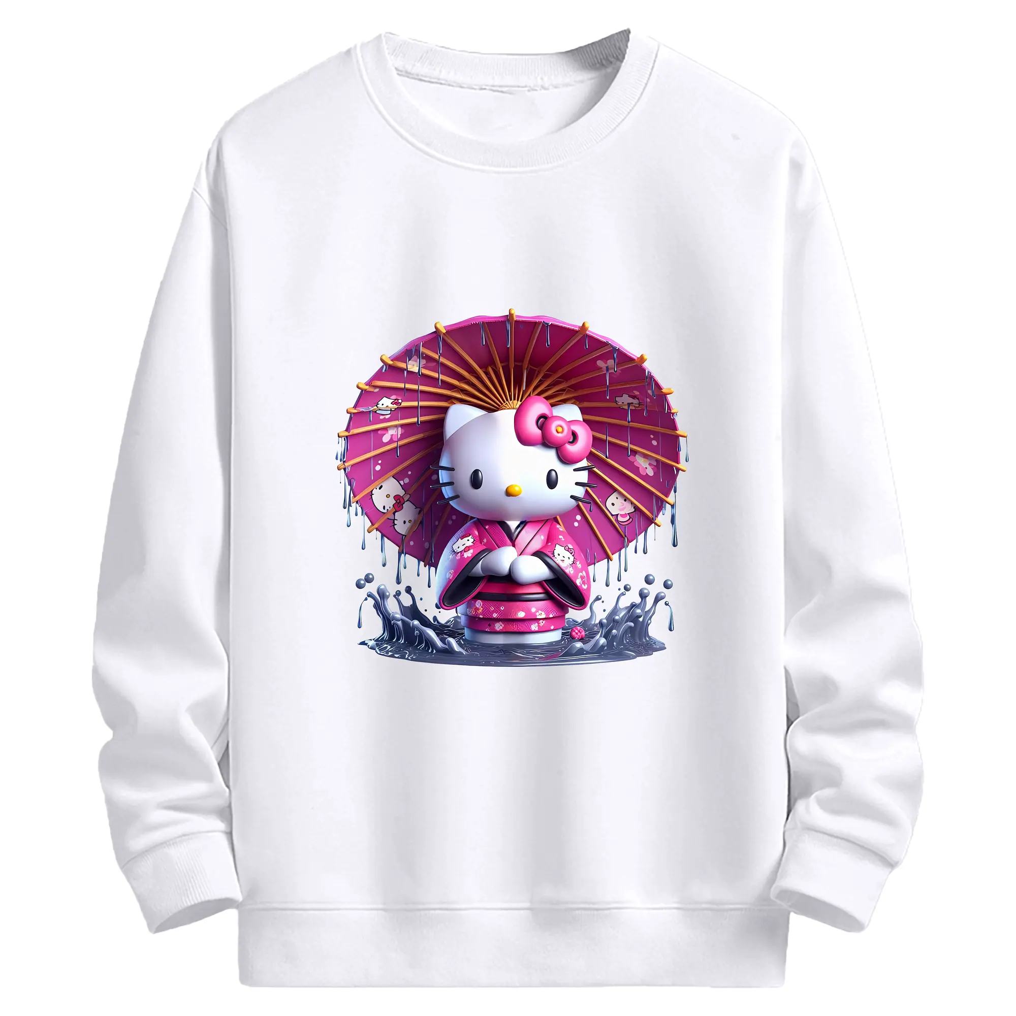 サンリオ グッズ,ハローキティ - 高品質 クルーネック スウェット ・ コットン59％ ポリエステル41％ ・ ユニセックス 長袖 トレーナー ・ カジュアル デイリー スポーツ 散歩用